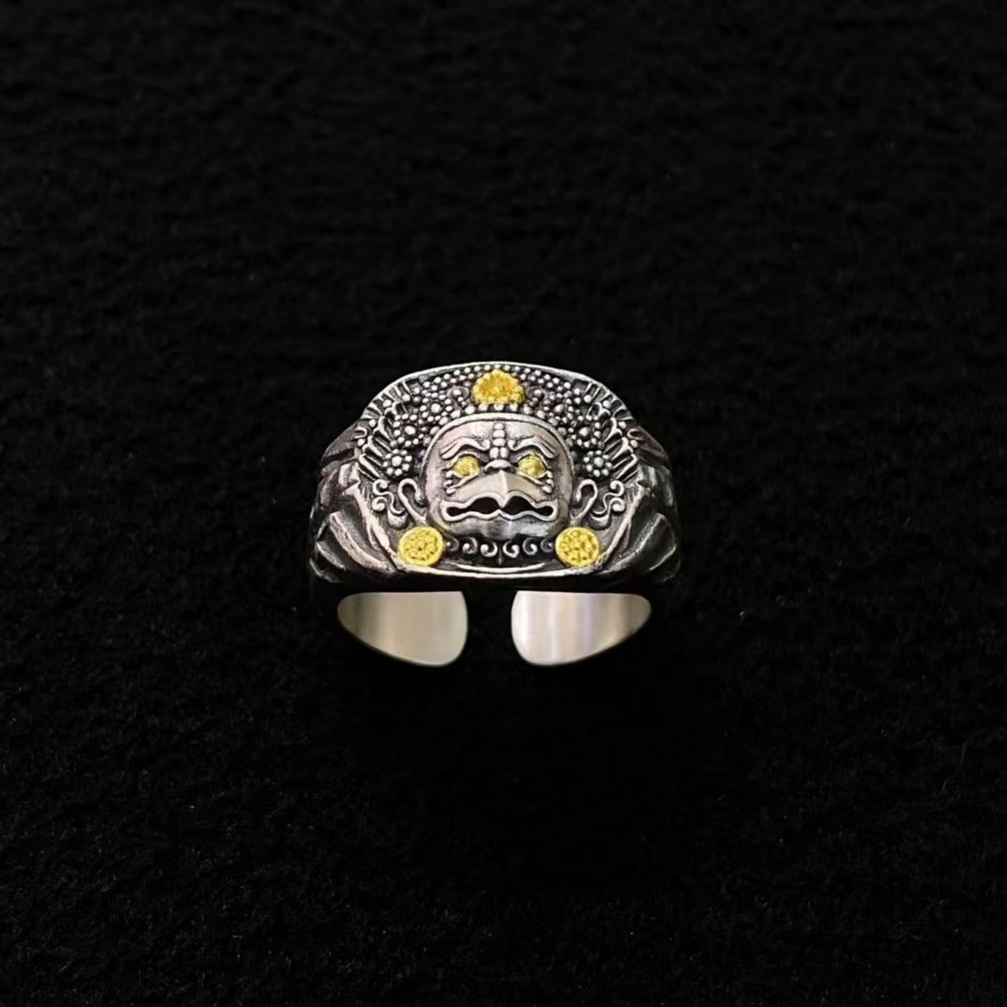 Tibetan Buddhist Hand-Carved Garuda Ring