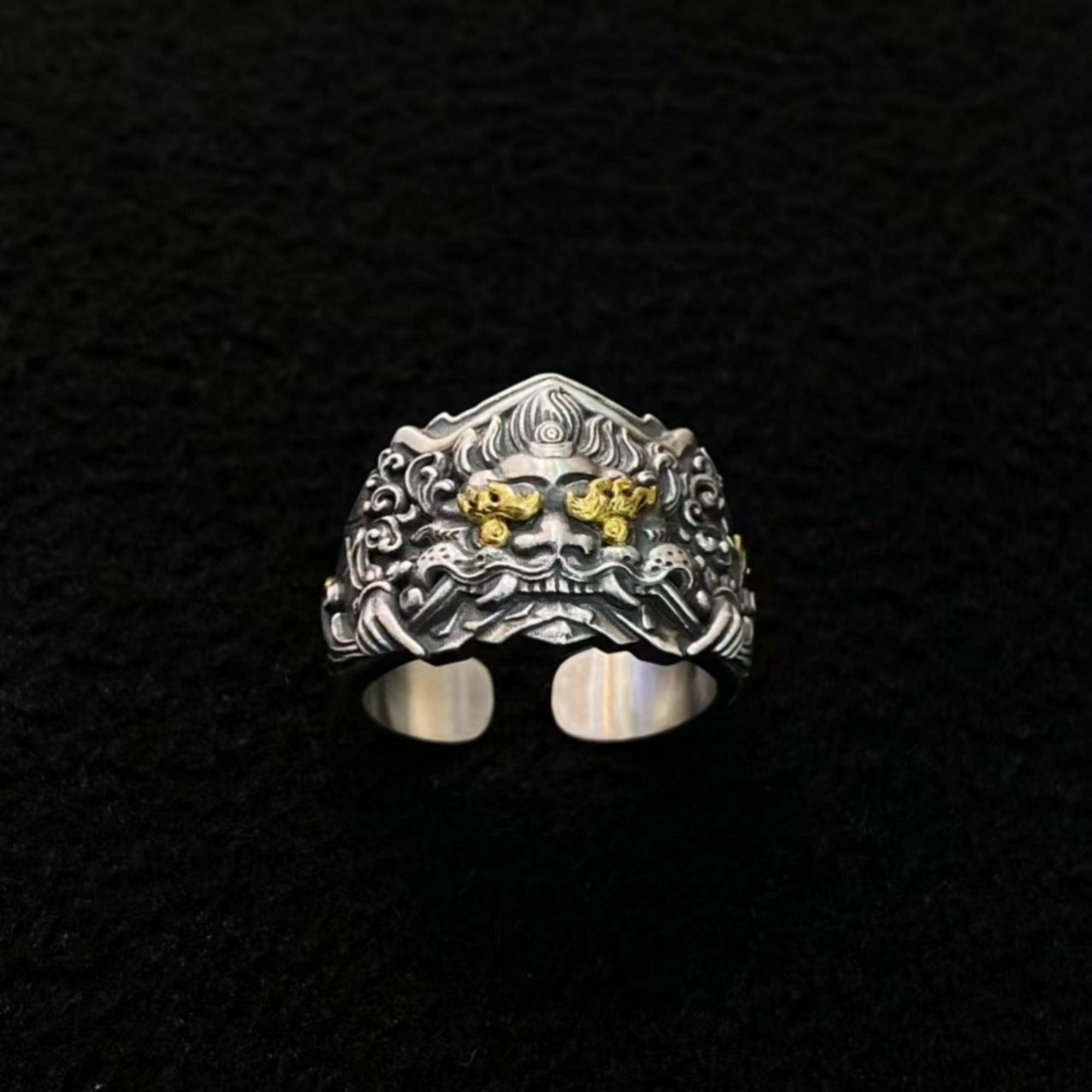 Tibetan Buddhist Hand-Carved Shri Bagche Ring