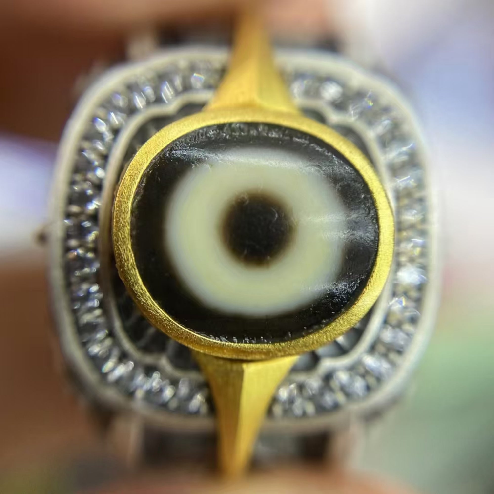 Tibetan Buddhist Mandala Dzi Silver Ring