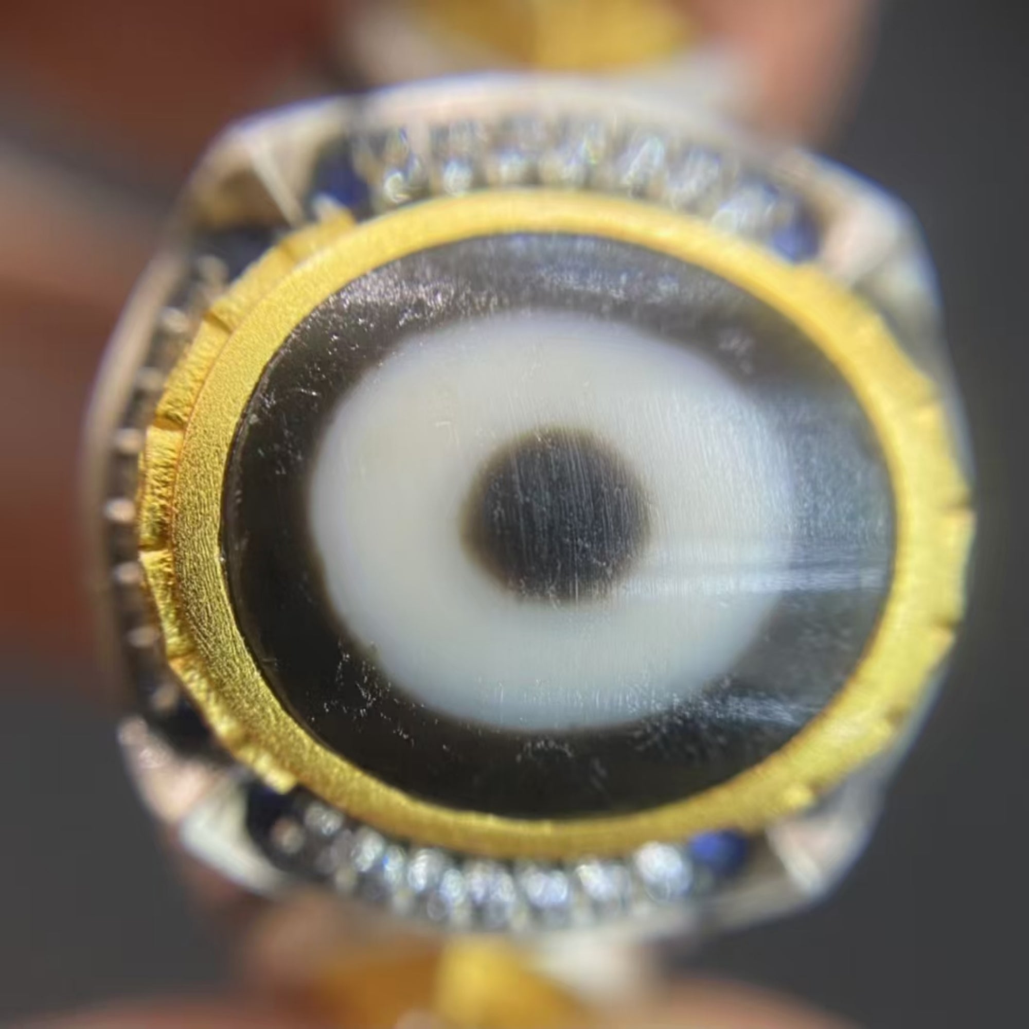 Tibetan Buddhist Morning Star Dzi Silver Ring