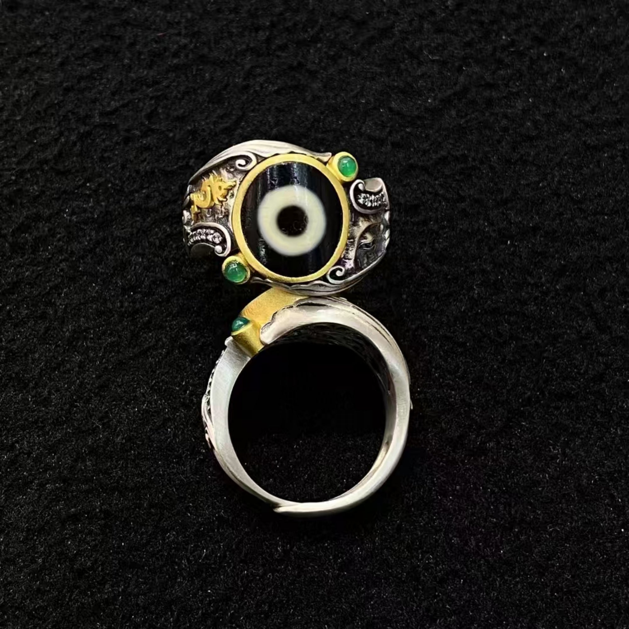 Tibetan Buddhist Sacred Dzi Garuda Ring