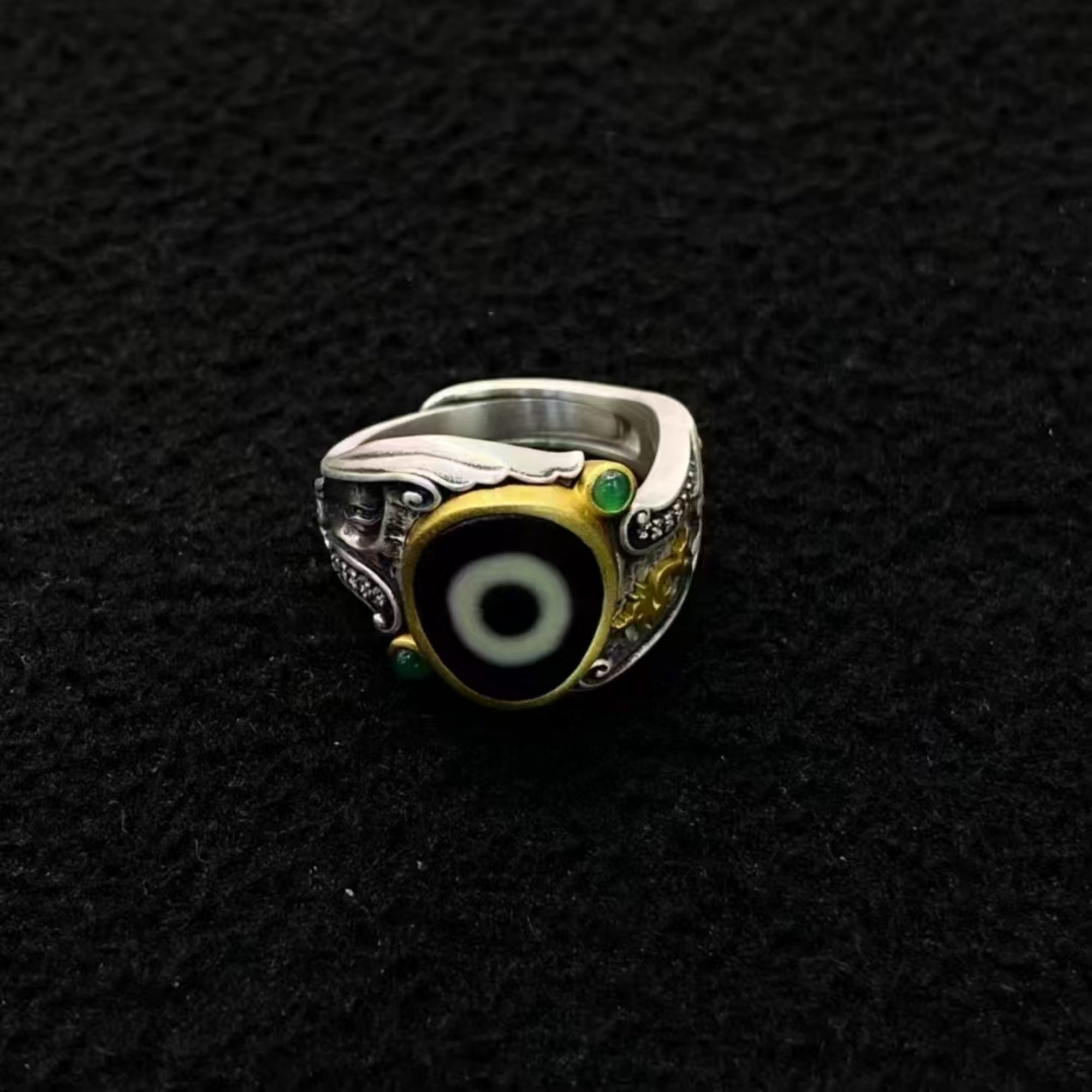 Tibetan Buddhist Sacred Dzi Garuda Ring