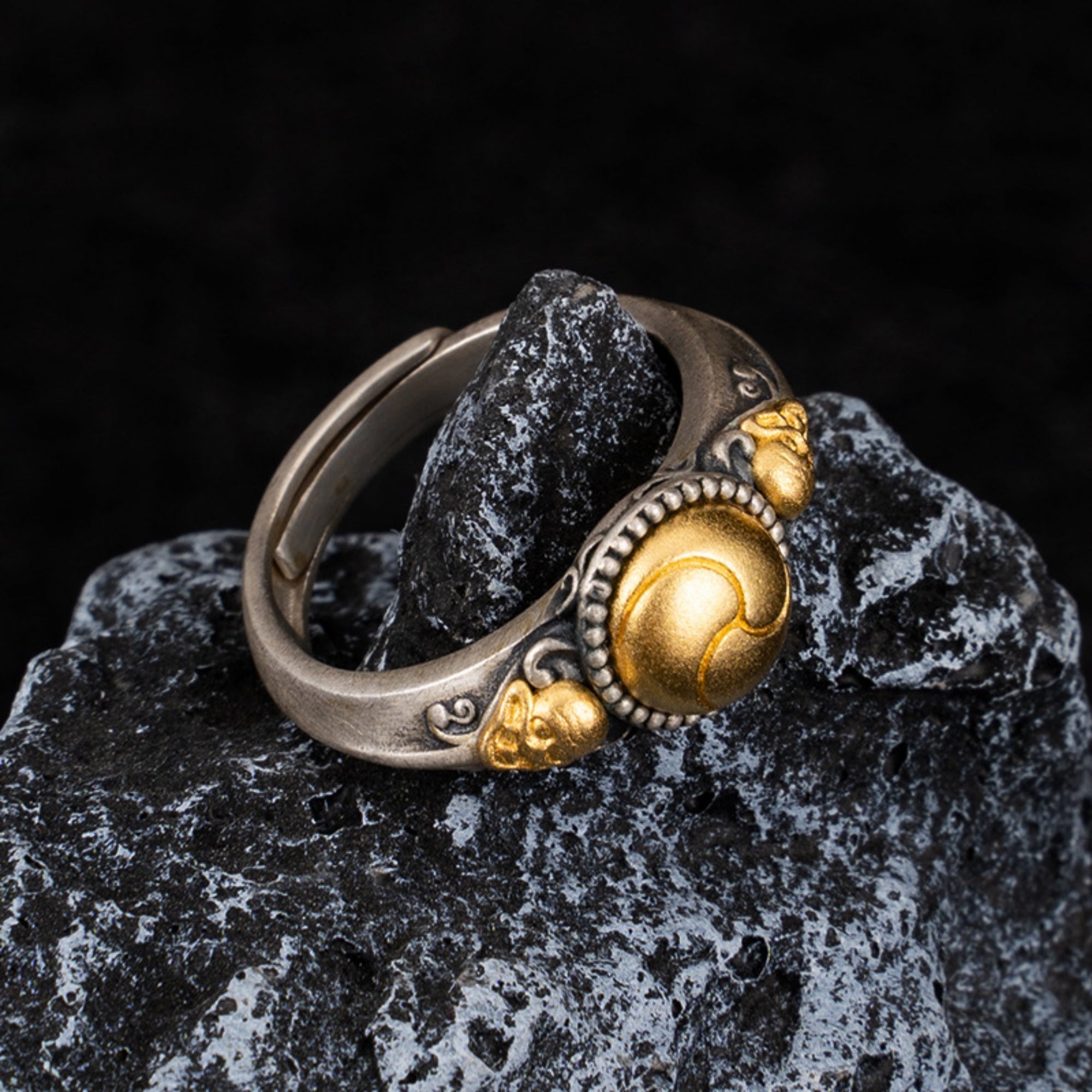 Tibetan Buddhist Skull Sterling Silver Ring