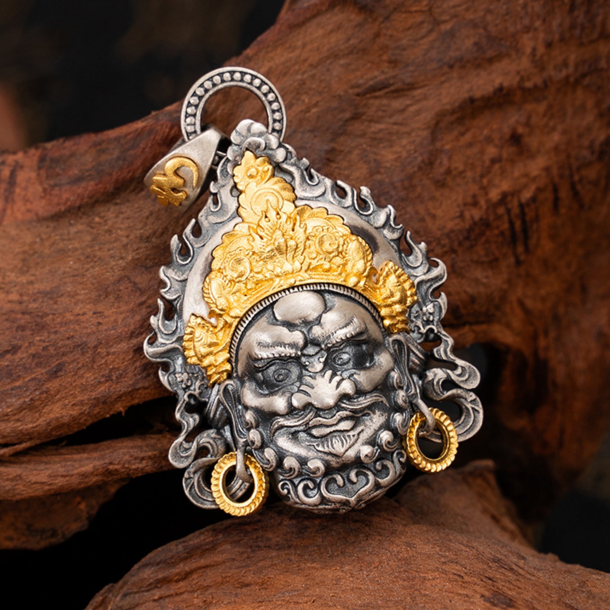 Tibetan Buddhist Yellow Jambhala Sterling Silver Pendant