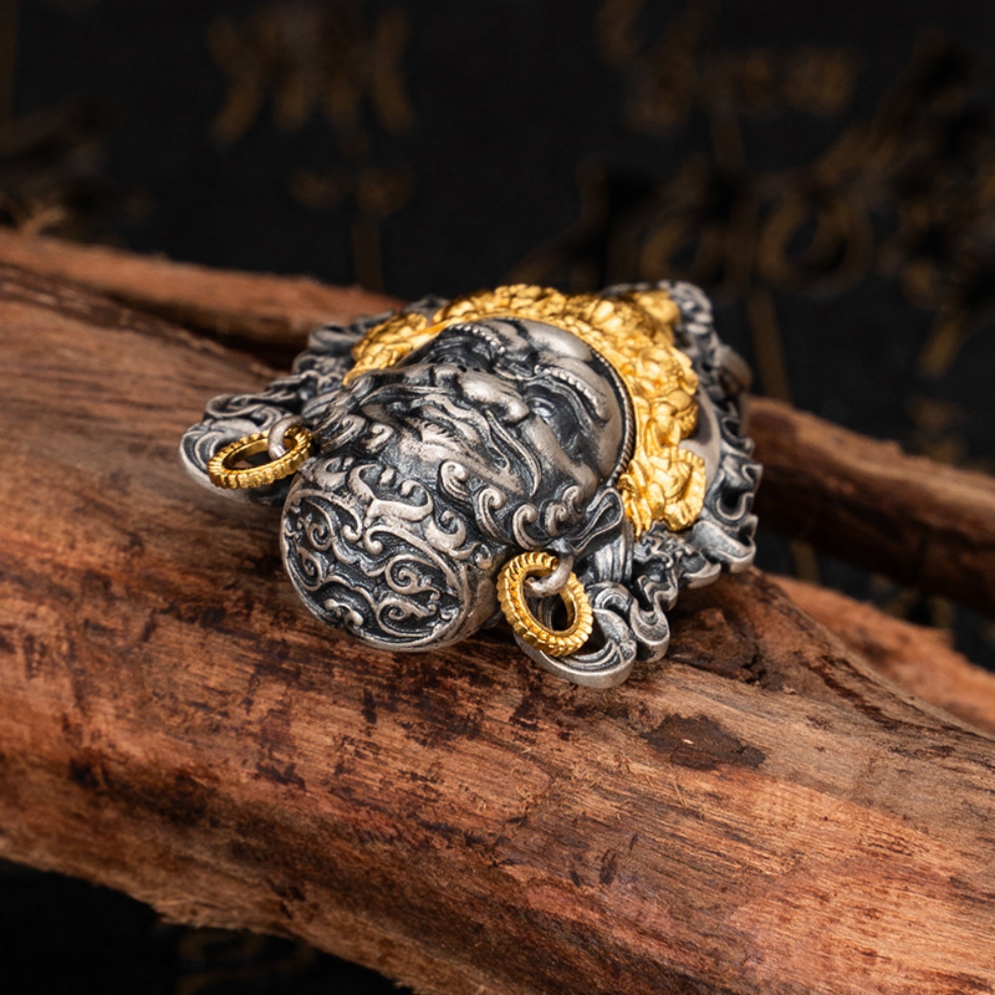 Tibetan Buddhist Yellow Jambhala Sterling Silver Pendant