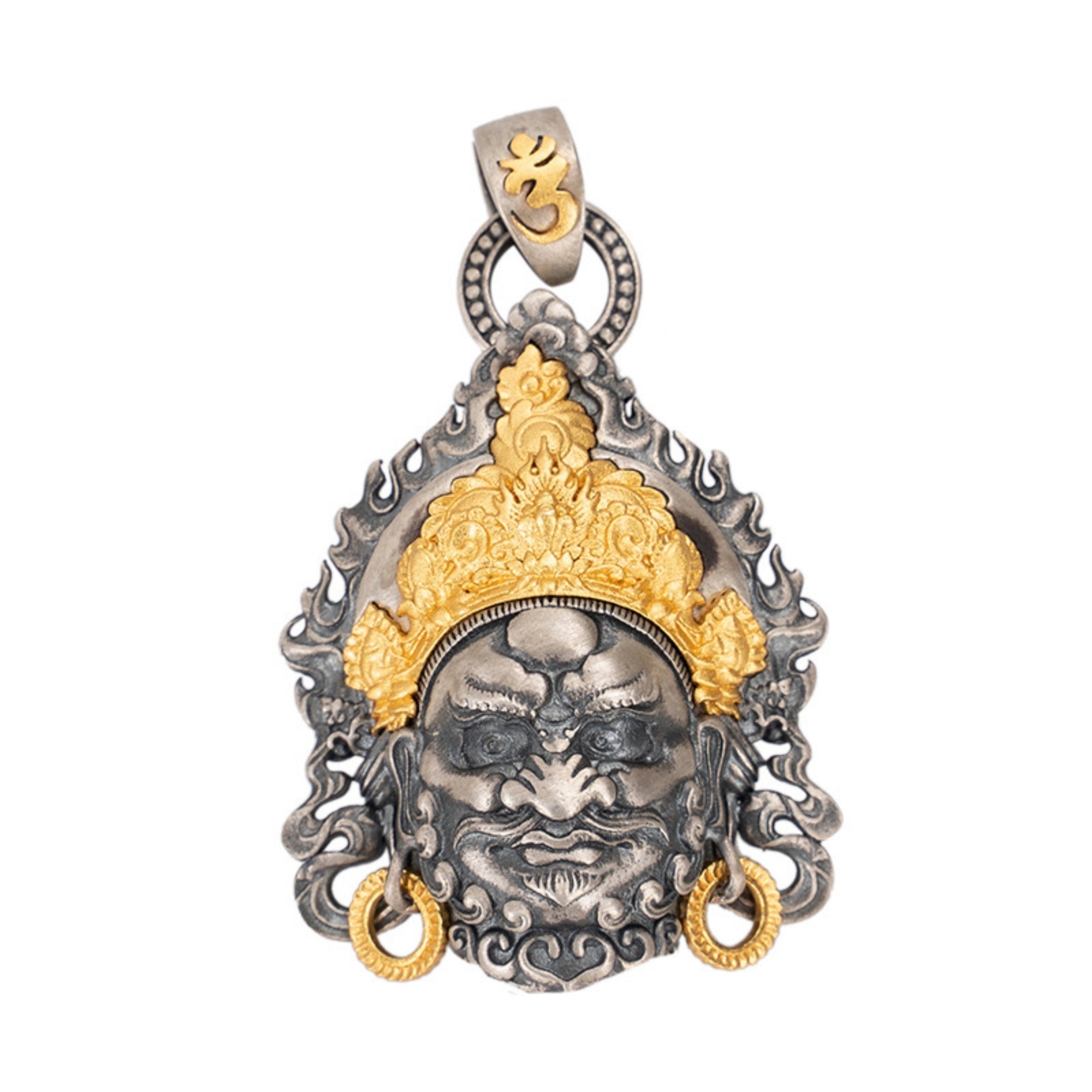 Tibetan Buddhist Yellow Jambhala Sterling Silver Pendant