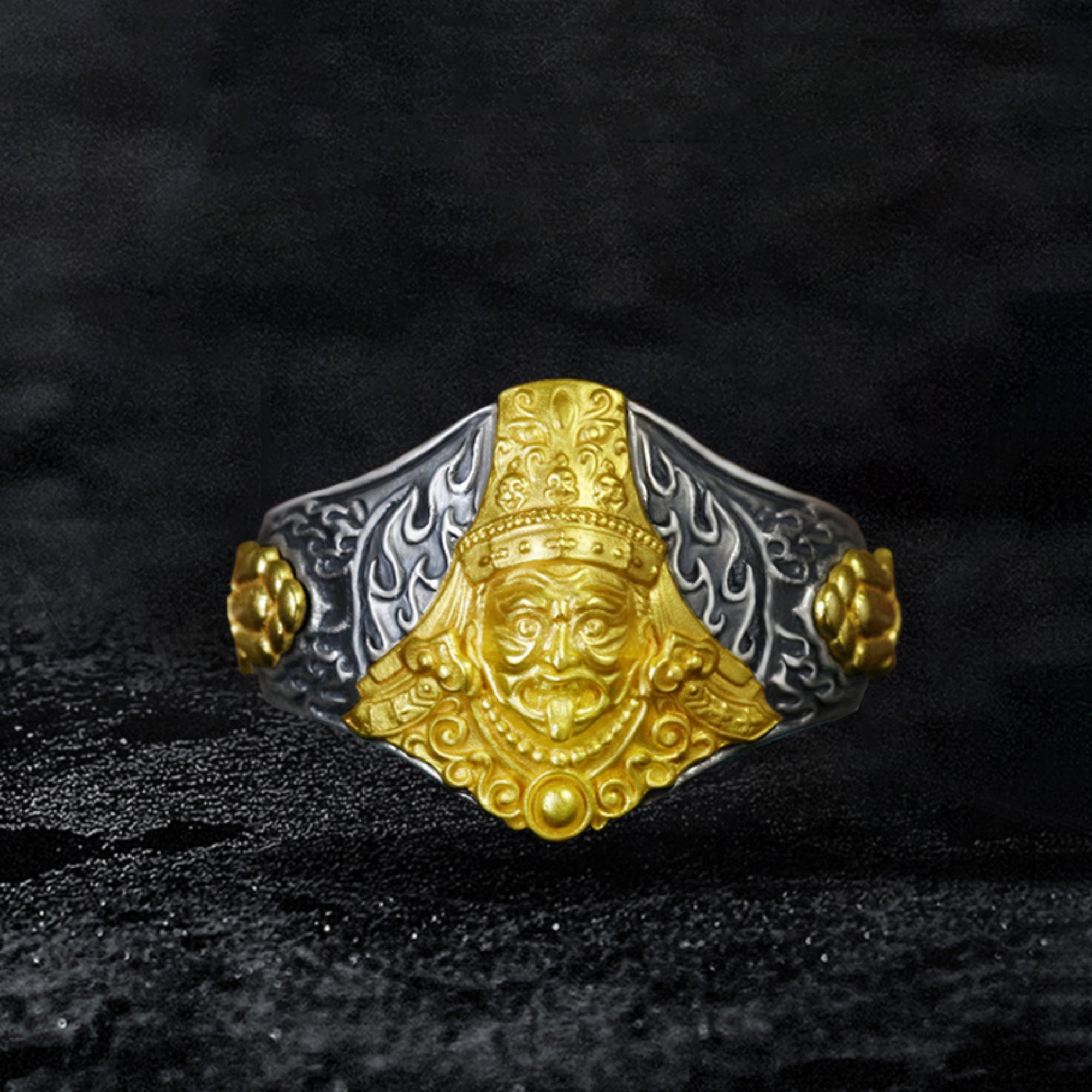 Tibetan Buddhist Zakiram Sterling Silver Ring