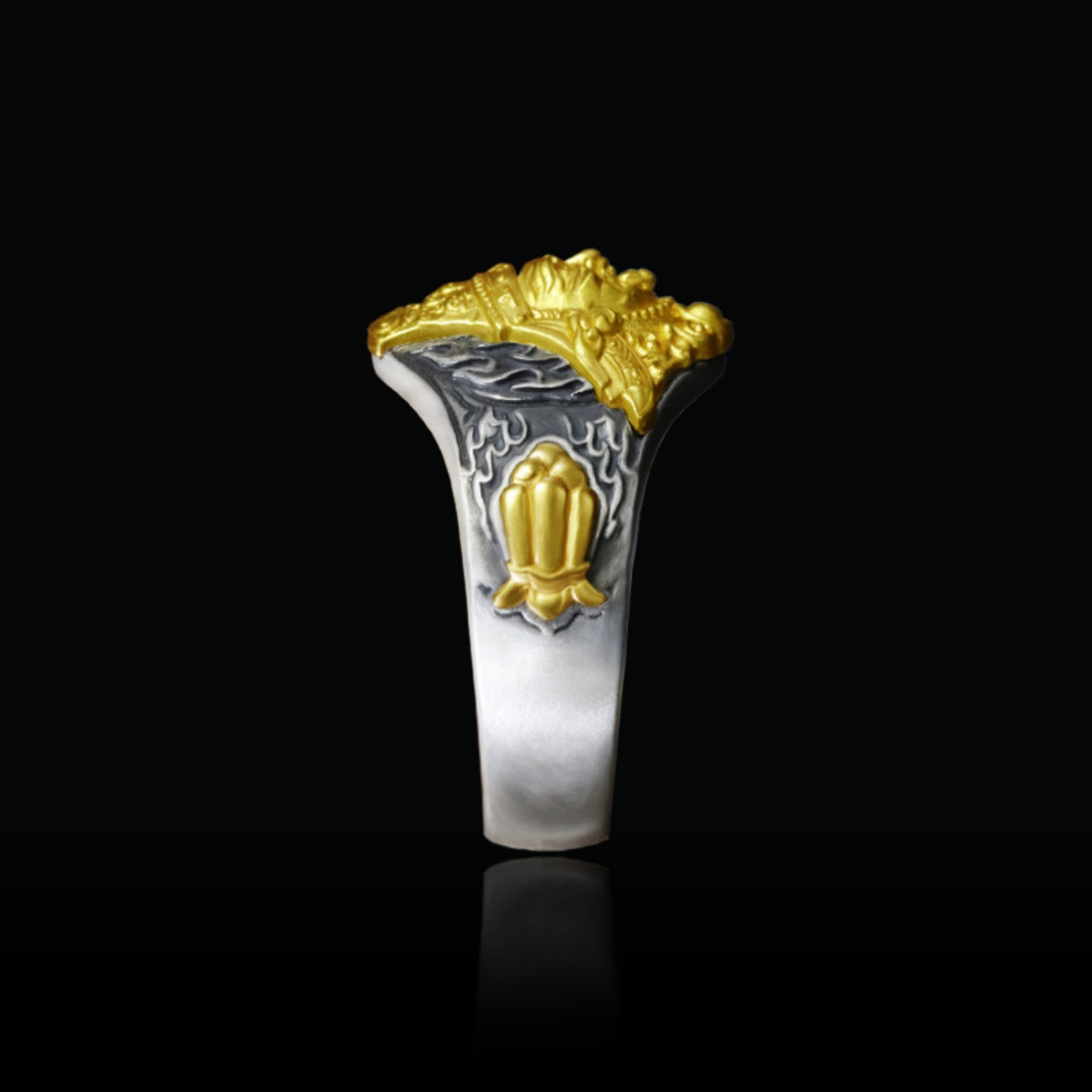 Tibetan Buddhist Zakiram Sterling Silver Ring
