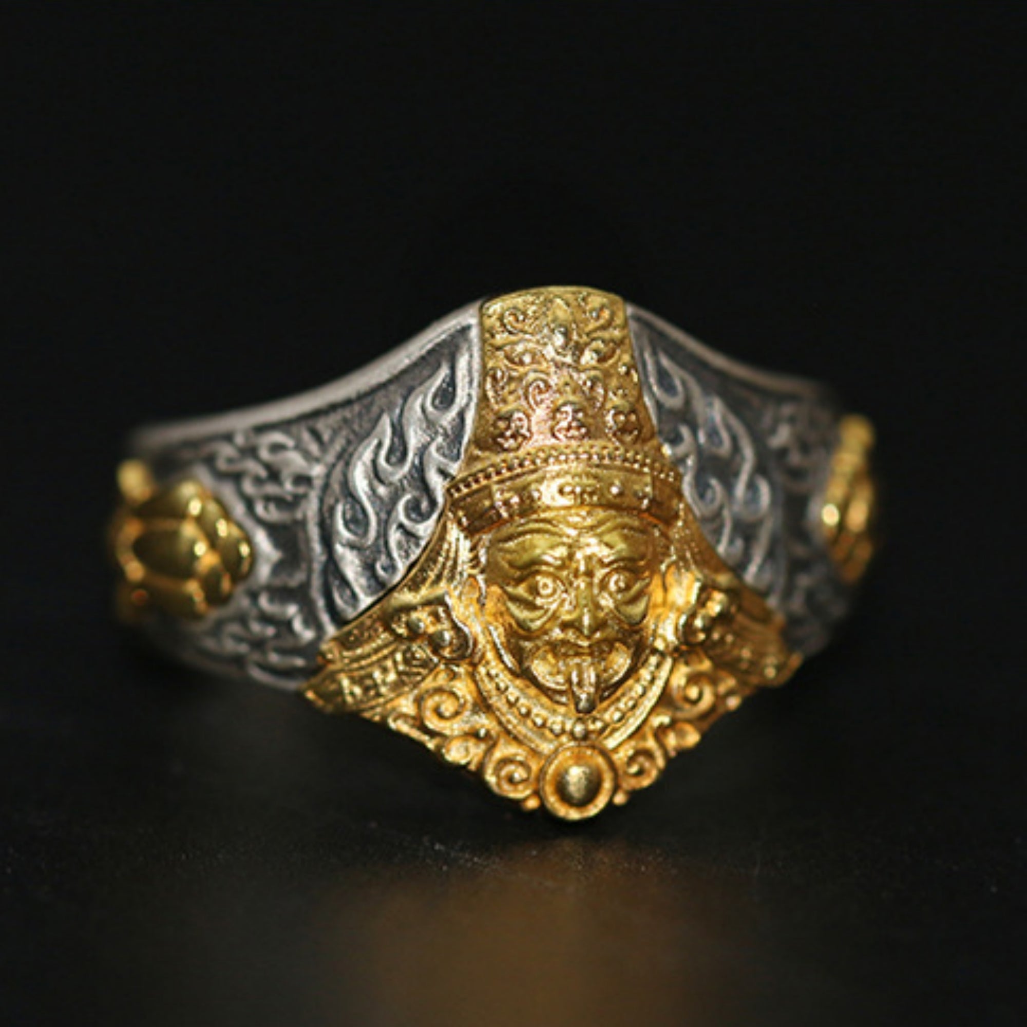 Tibetan Buddhist Zakiram Sterling Silver Ring