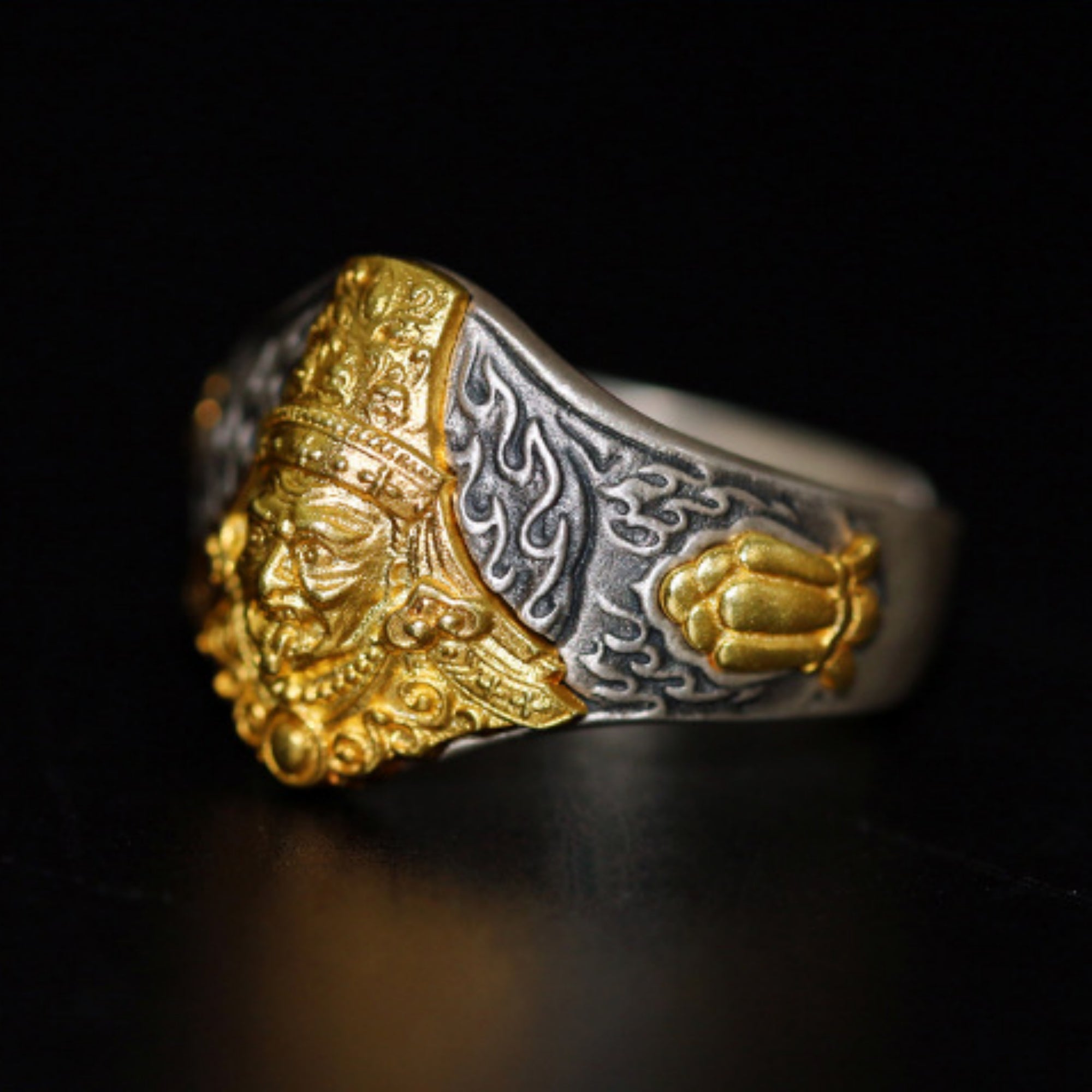 Tibetan Buddhist Zakiram Sterling Silver Ring
