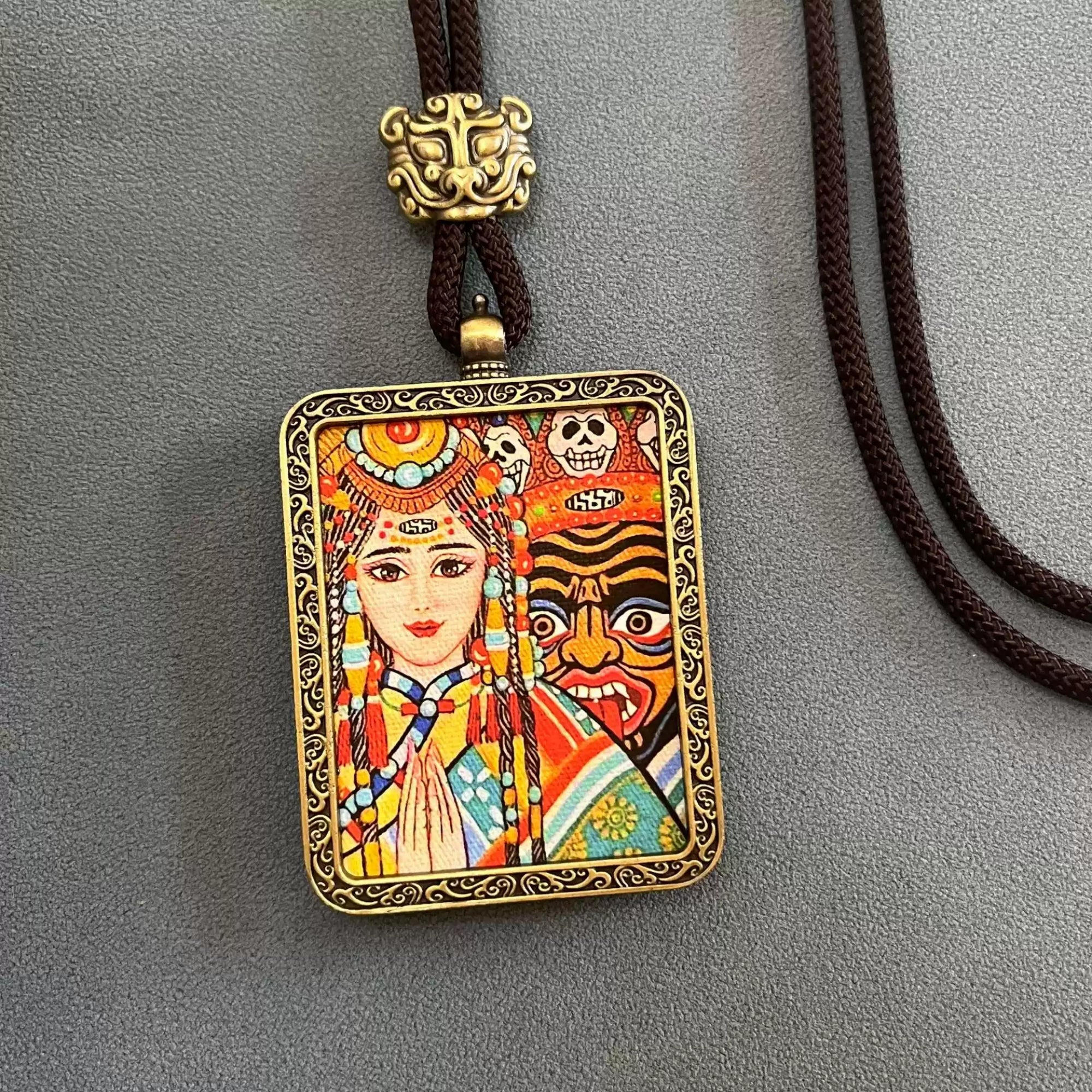 Tibetan Buddhist Zakiram Thangka Necklace
