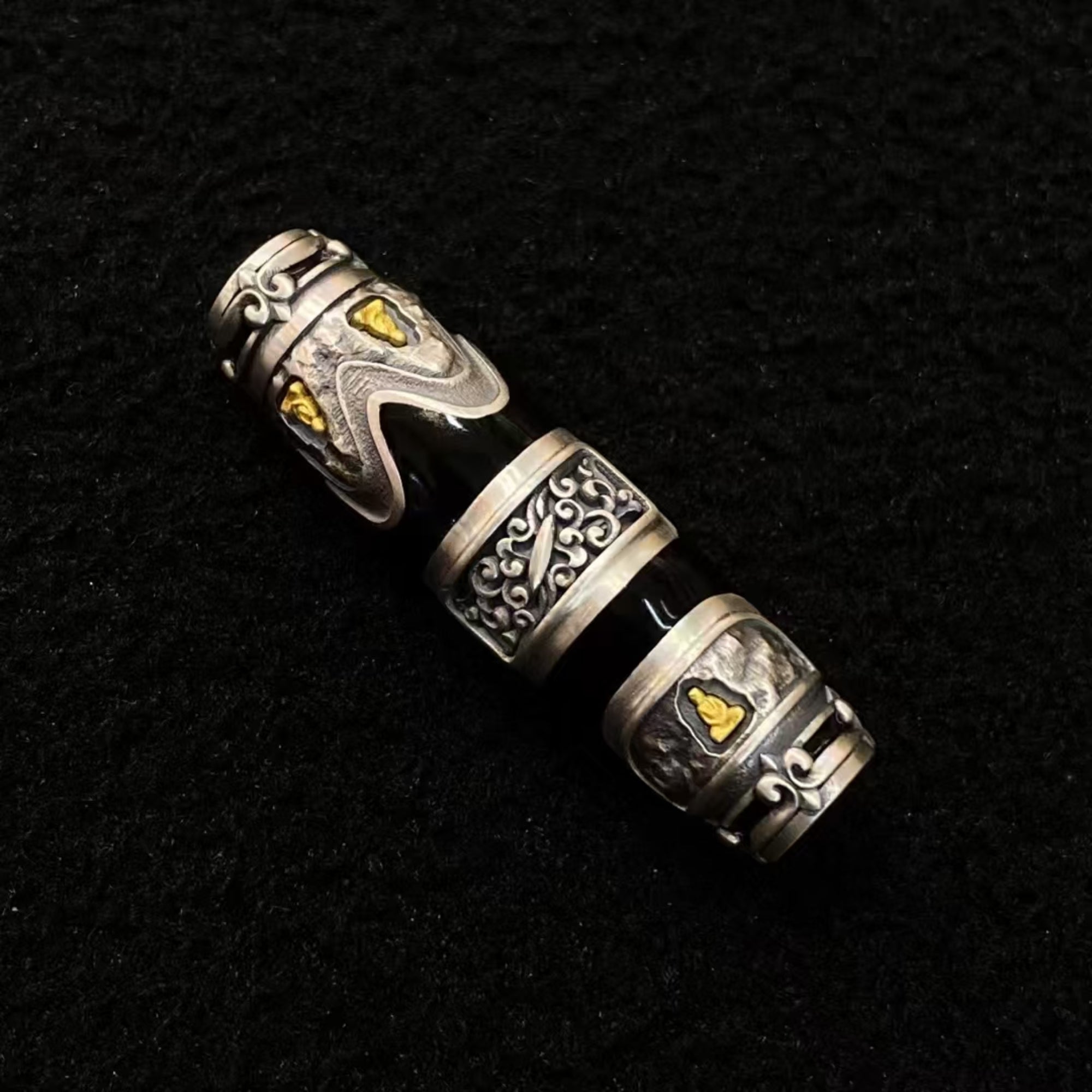 Tibetan CloisonnĂŠ Peace-Growth-Harmony Dzi Amulet Pendant