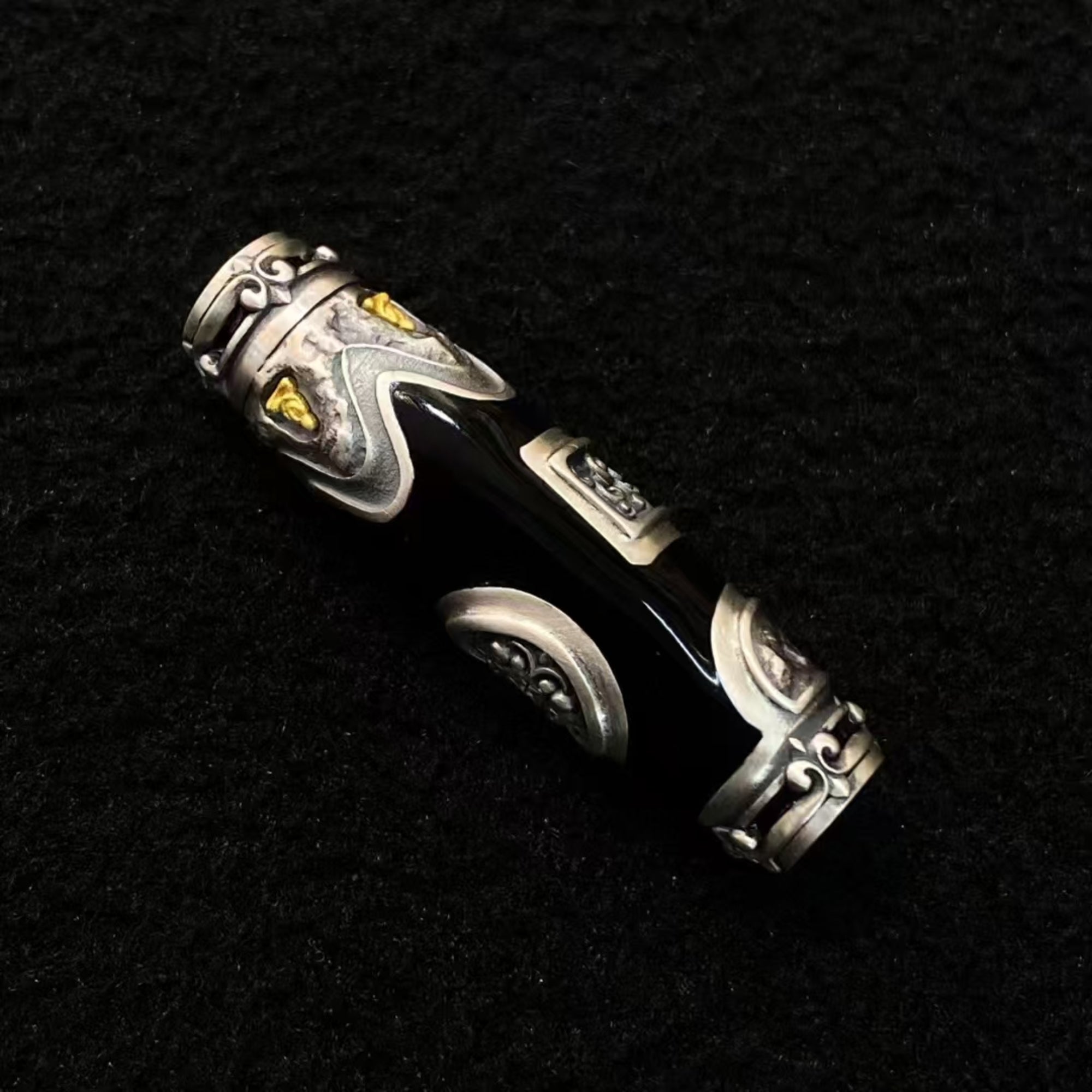 Tibetan CloisonnĂŠ Peace-Growth-Harmony Dzi Amulet Pendant