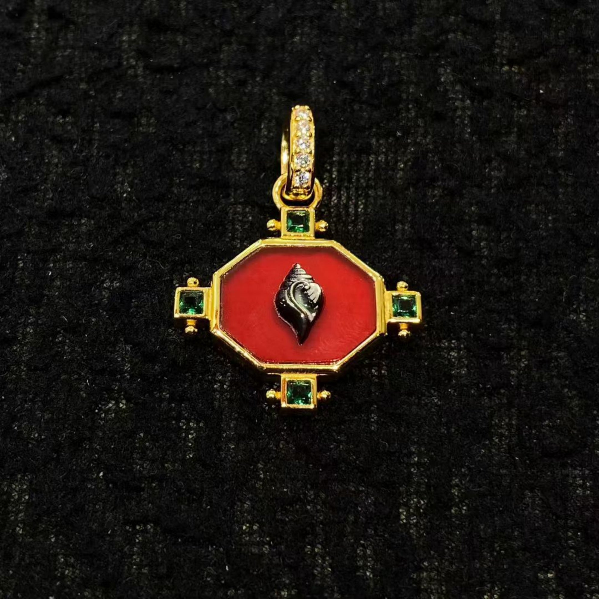 Tibetan Conch (Shankha) Sterling Silver Pendant Necklace