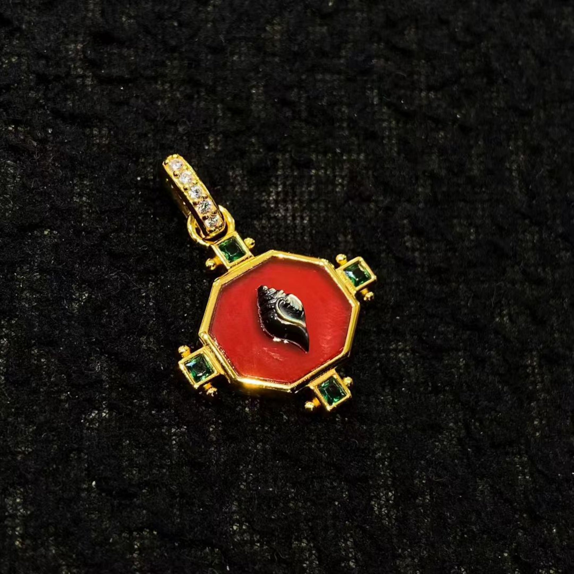 Tibetan Conch (Shankha) Sterling Silver Pendant Necklace