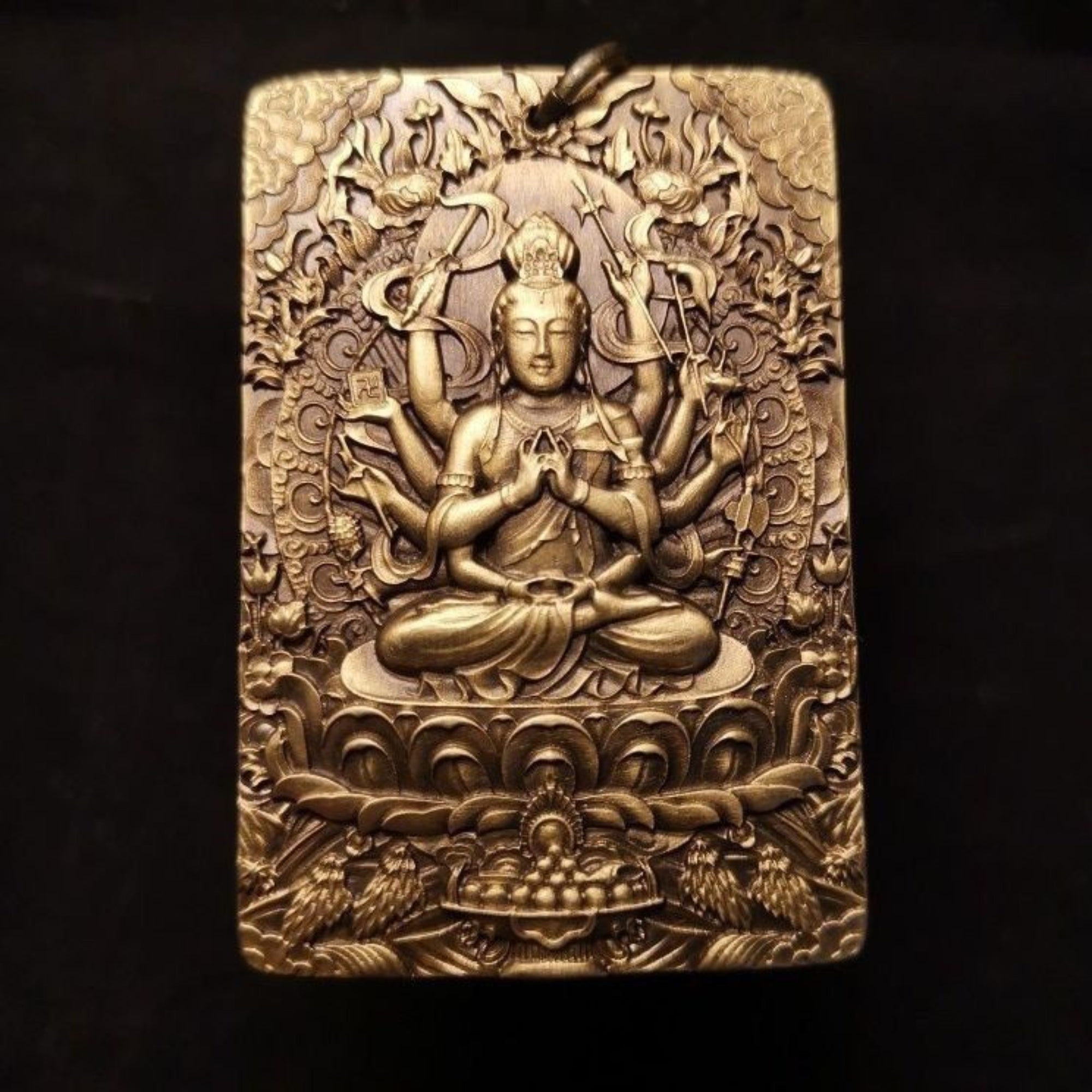 Tibetan Cundi Buddha Brass Pendant Necklace