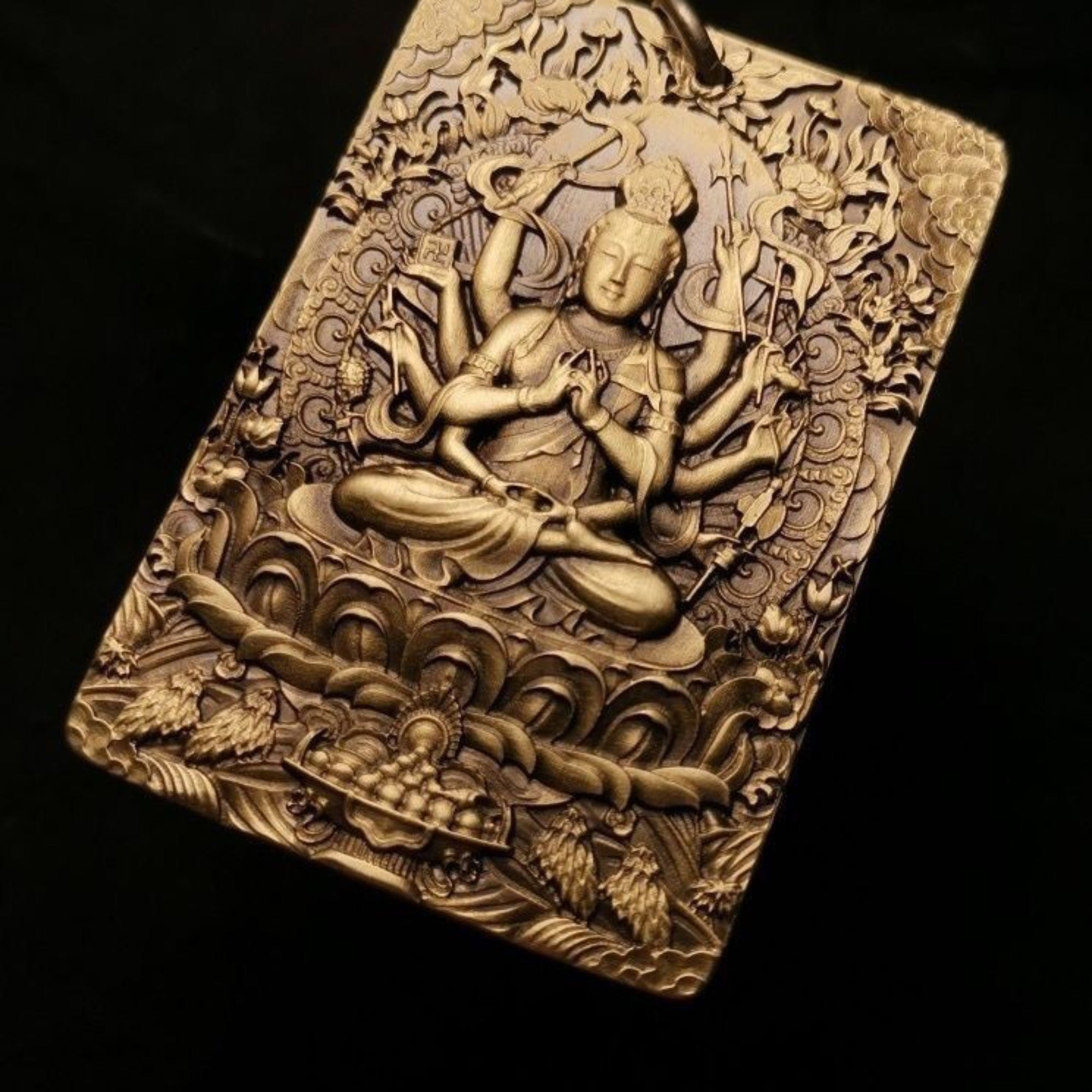 Tibetan Cundi Buddha Brass Pendant Necklace