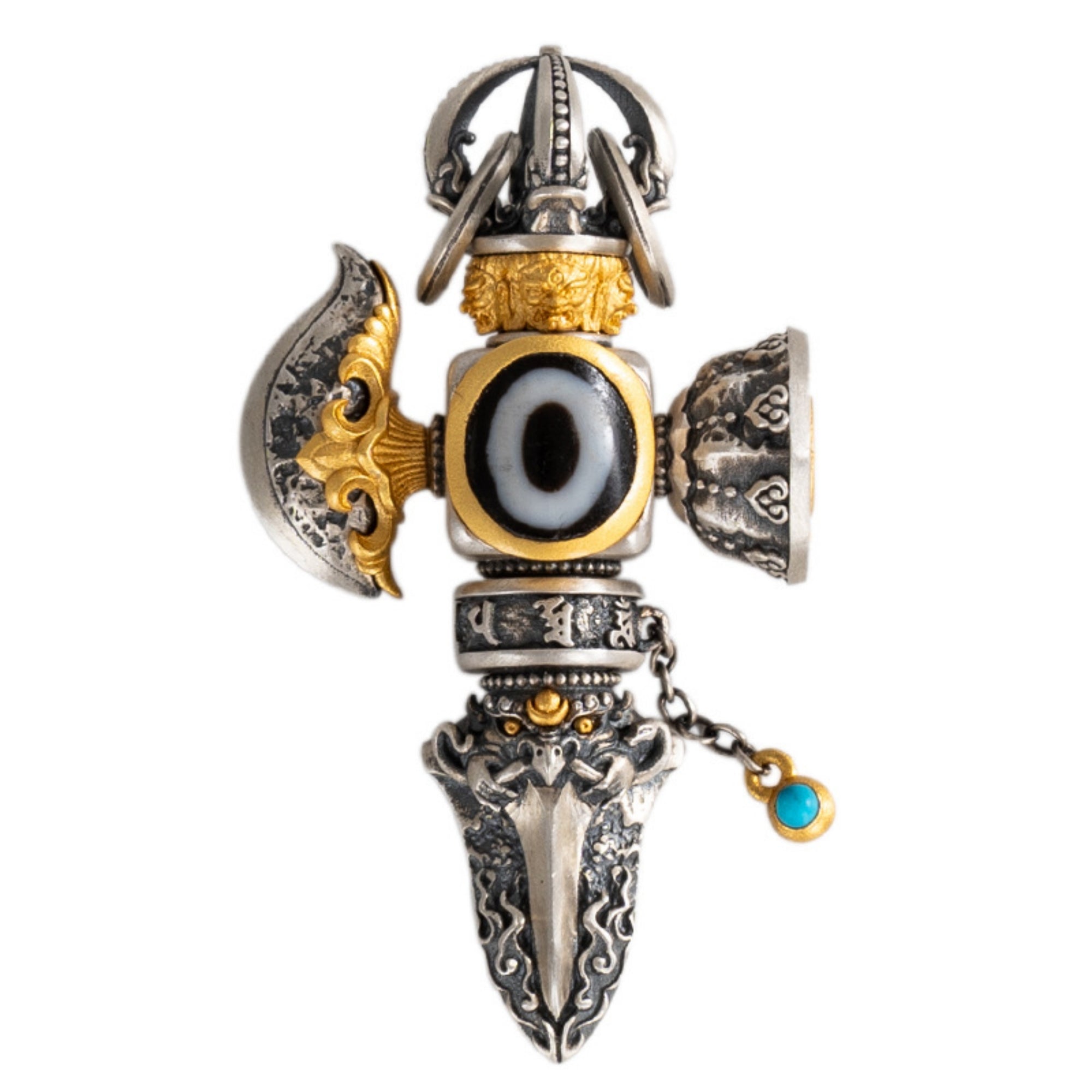 Tibetan Demon-Subduing Vajra Sterling Silver Pendant