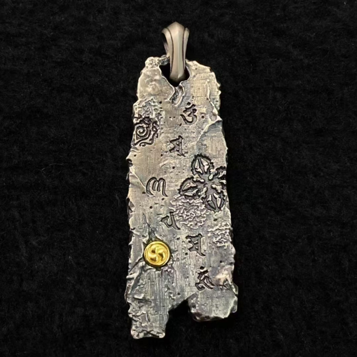 Tibetan Eight Auspicious Symbols Silver Amulet Necklace