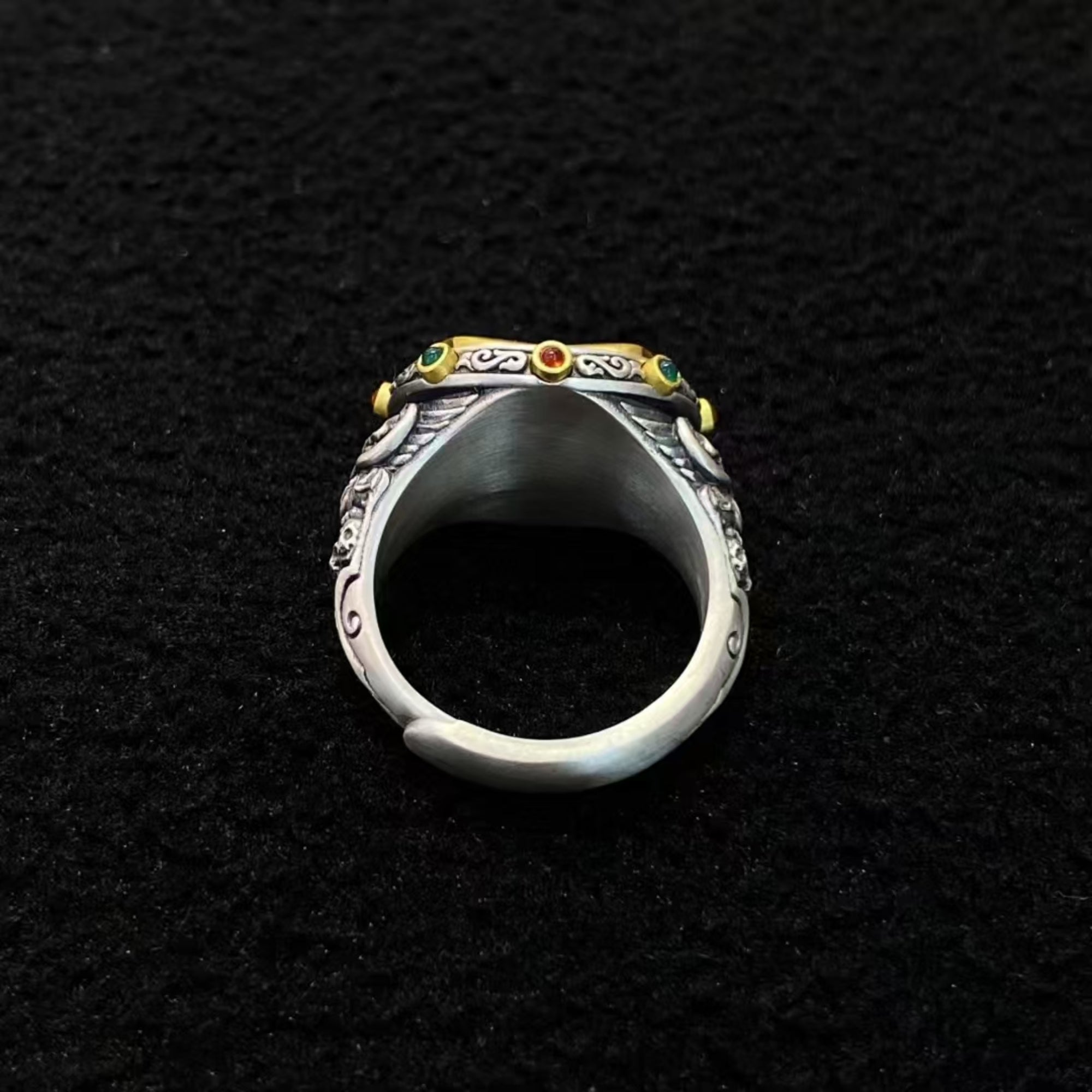 Tibetan Garuda Dzi Silver Ring