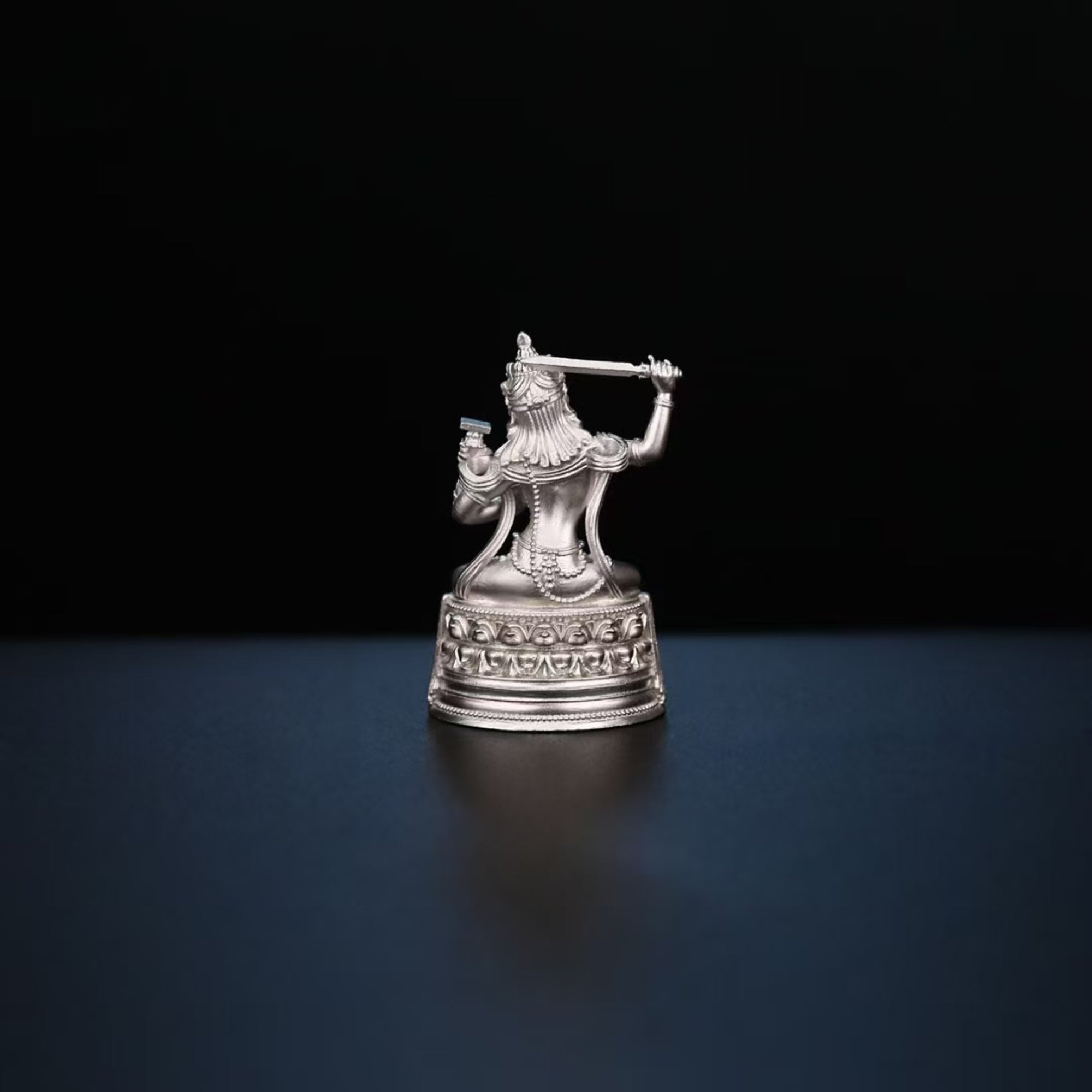 Tibetan Hand-Carved Manjushri Silver Shrine Statue