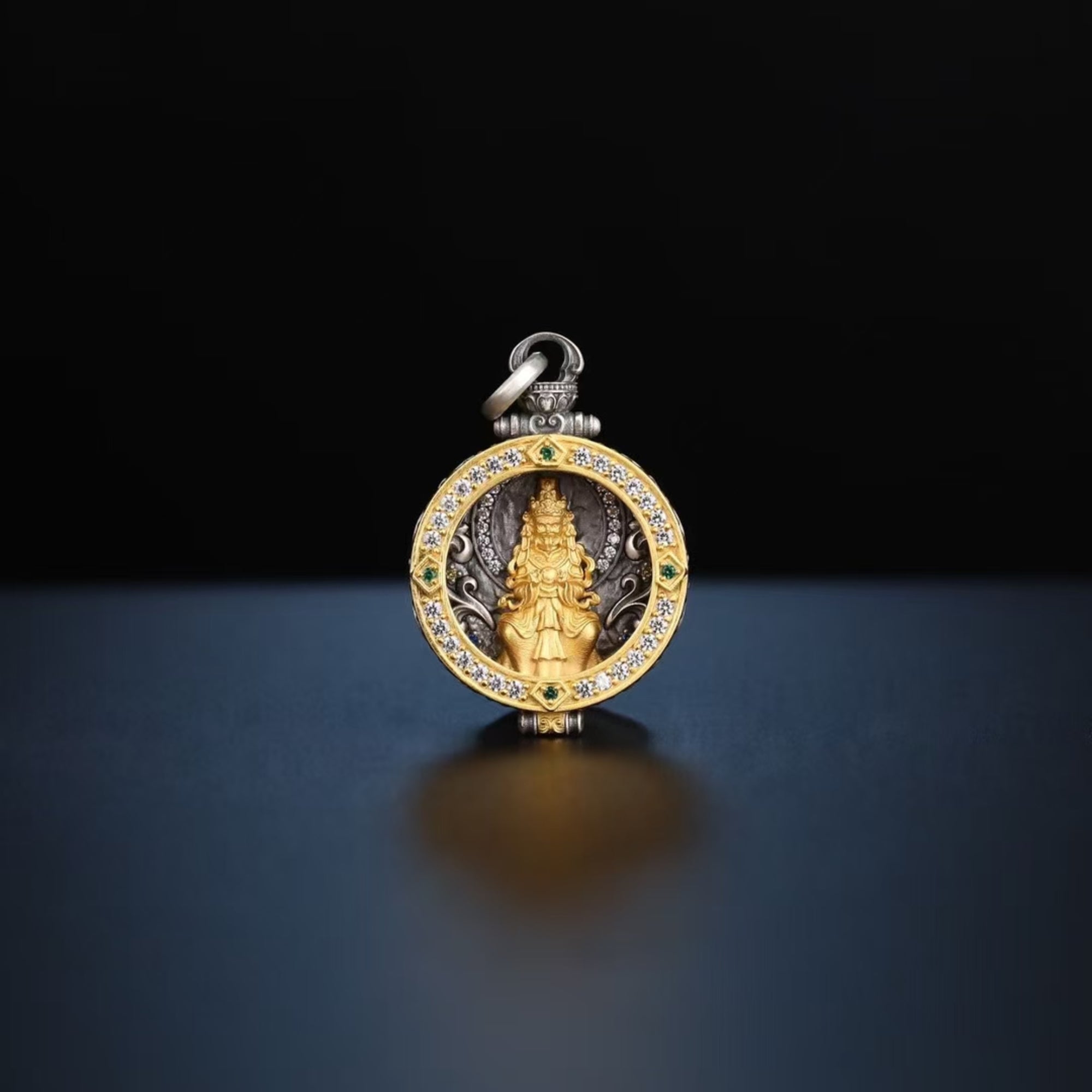 Tibetan Hand-Carved Zakiram Silver Gawu Box Pendant