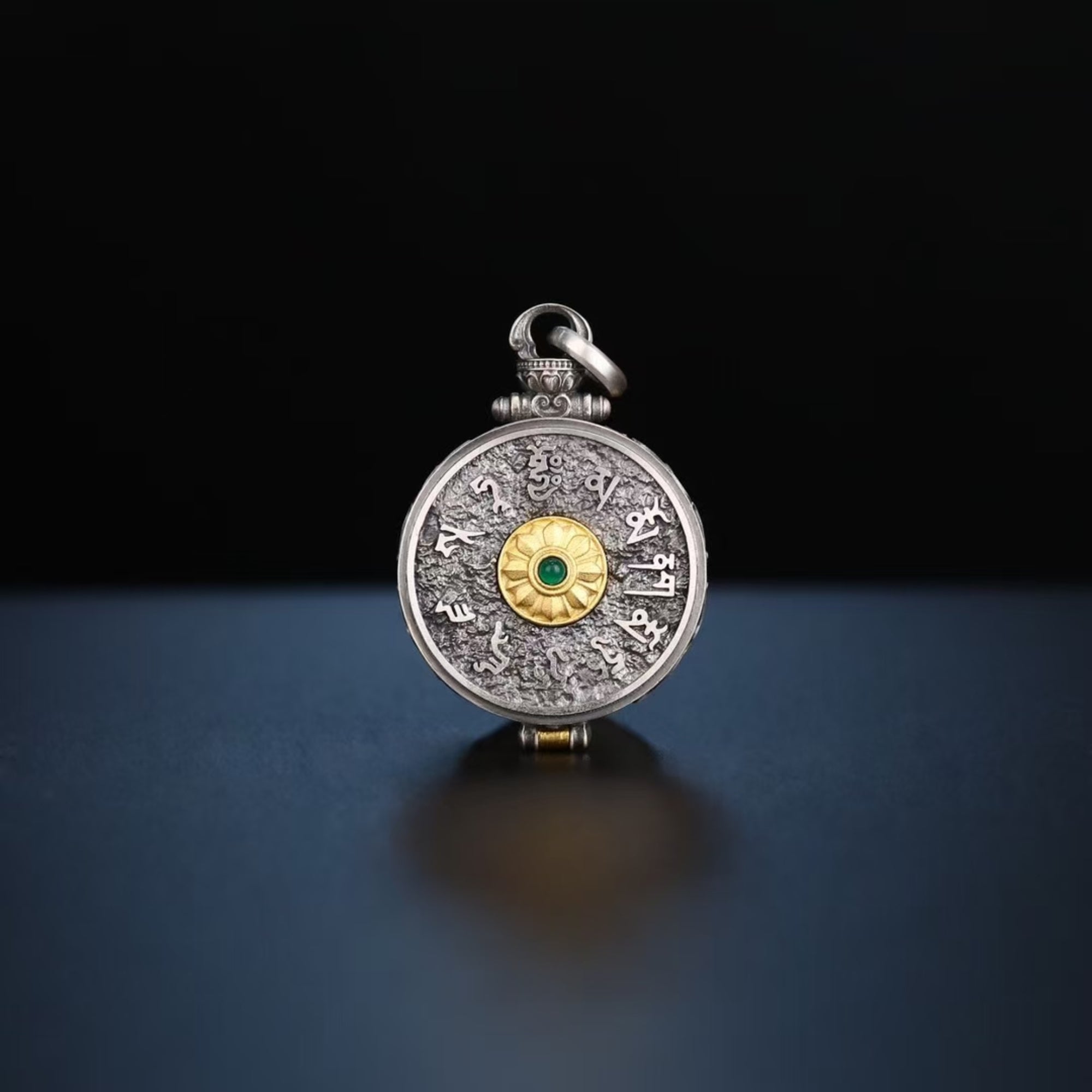 Tibetan Hand-Carved Zakiram Silver Gawu Box Pendant