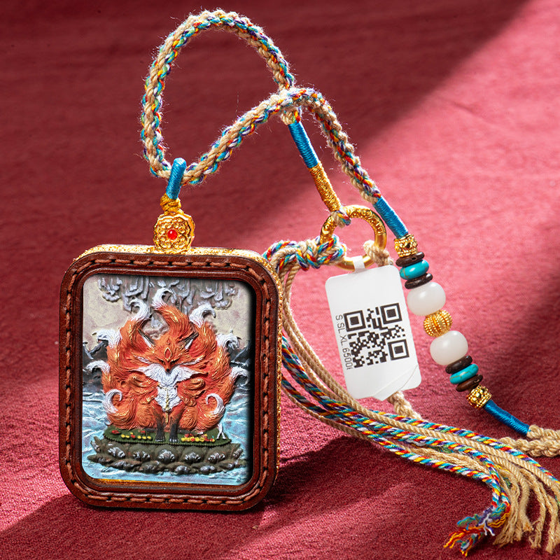 Tibetan Hand-Painted Buddha Thangka Gawu Box Amulet