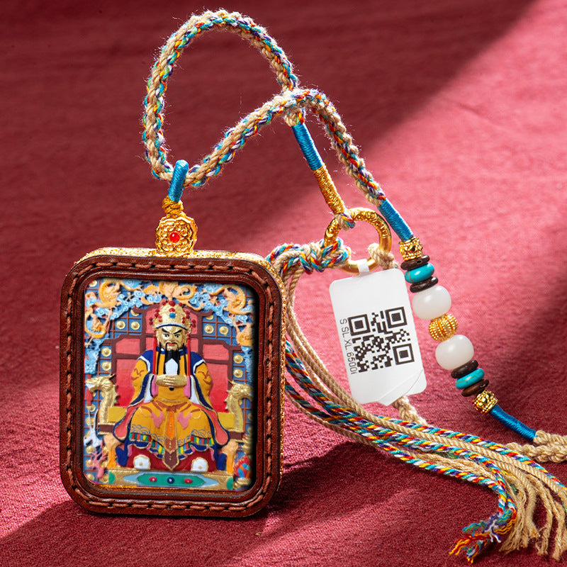 Tibetan Hand-Painted Buddha Thangka Gawu Box Amulet