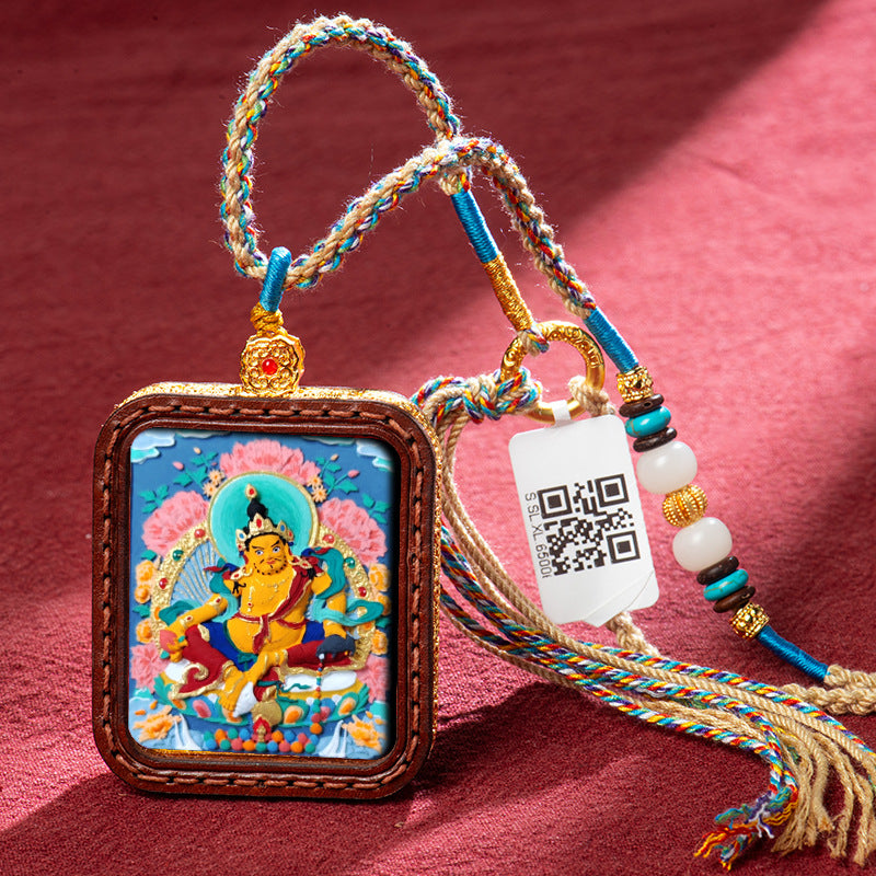 Tibetan Hand-Painted Buddha Thangka Gawu Box Amulet