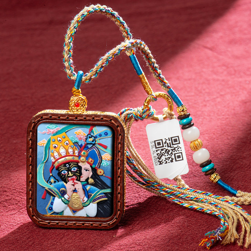 Tibetan Hand-Painted Buddha Thangka Gawu Box Amulet