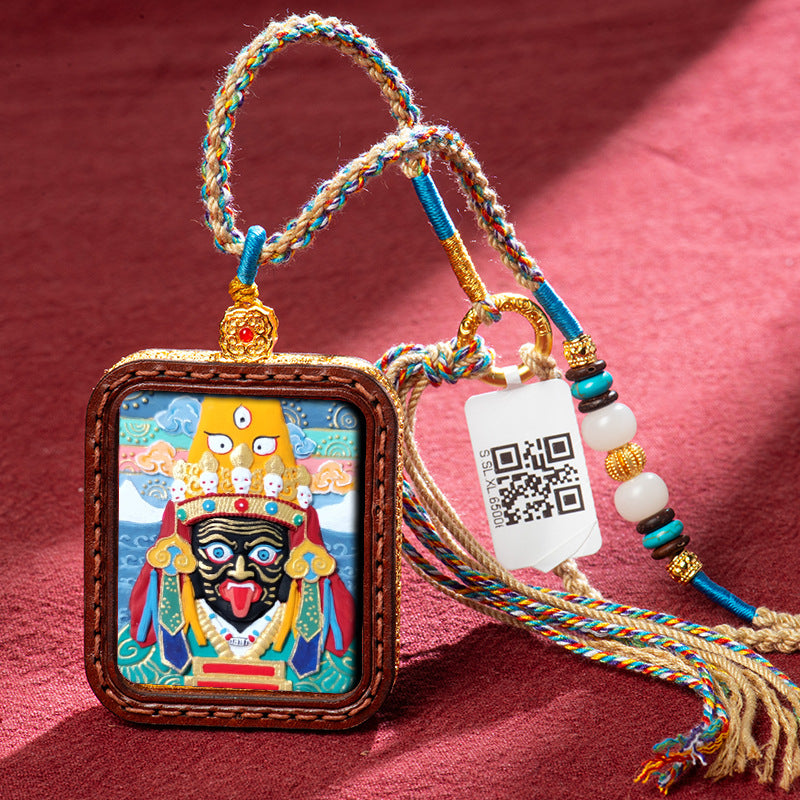 Tibetan Hand-Painted Buddha Thangka Gawu Box Amulet