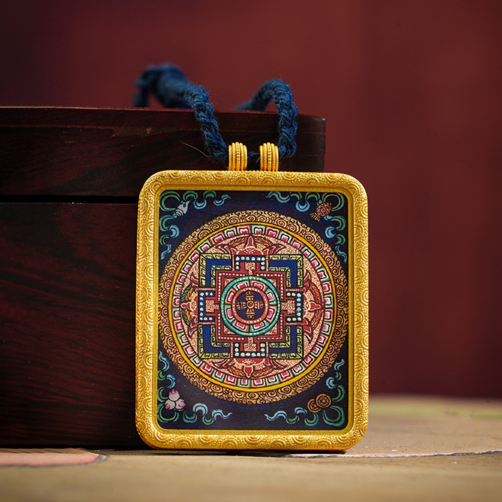 Tibetan Hand-Painted Buddha Thangka Gawu Pendant Necklace