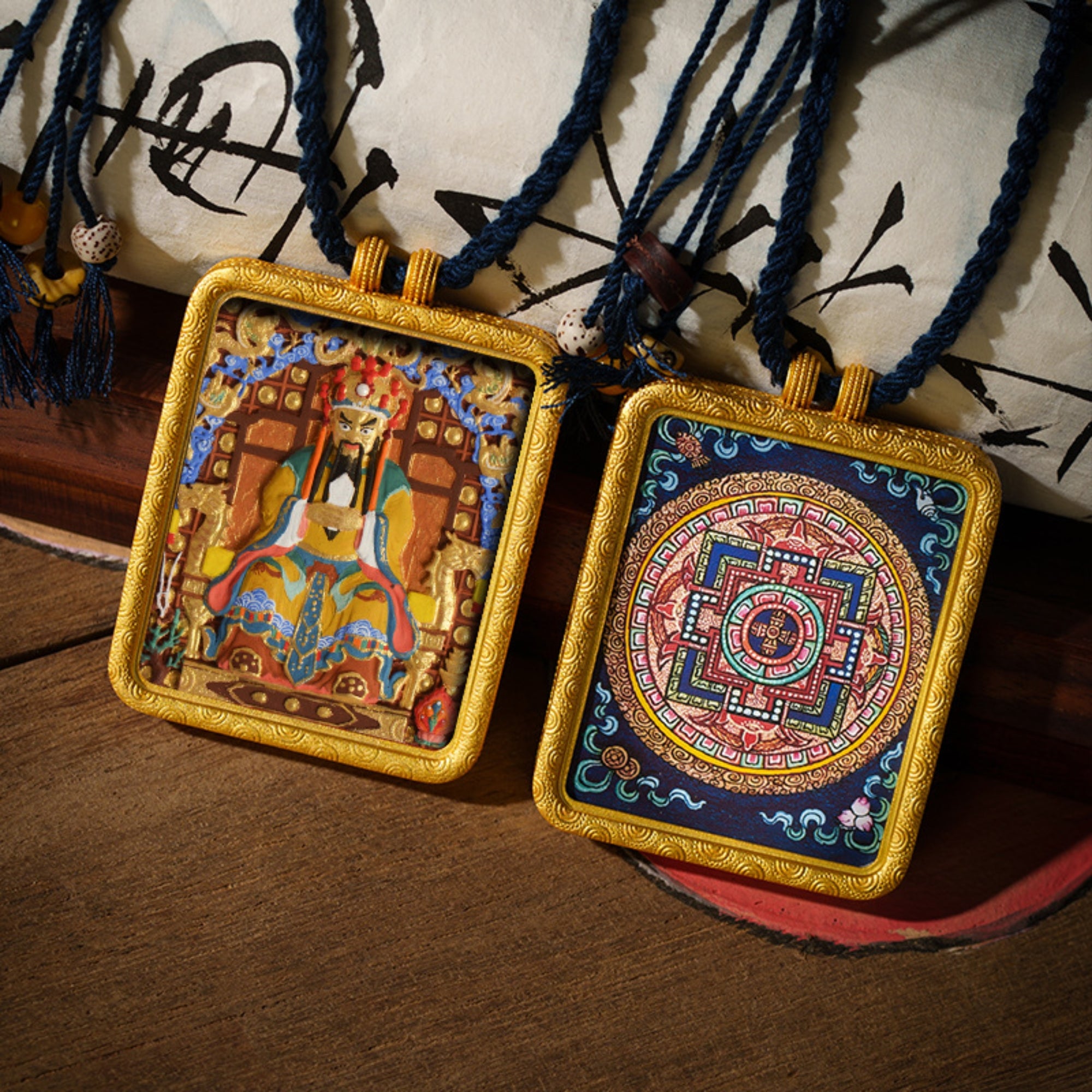 Tibetan Hand-Painted Buddha Thangka Gawu Pendant Necklace