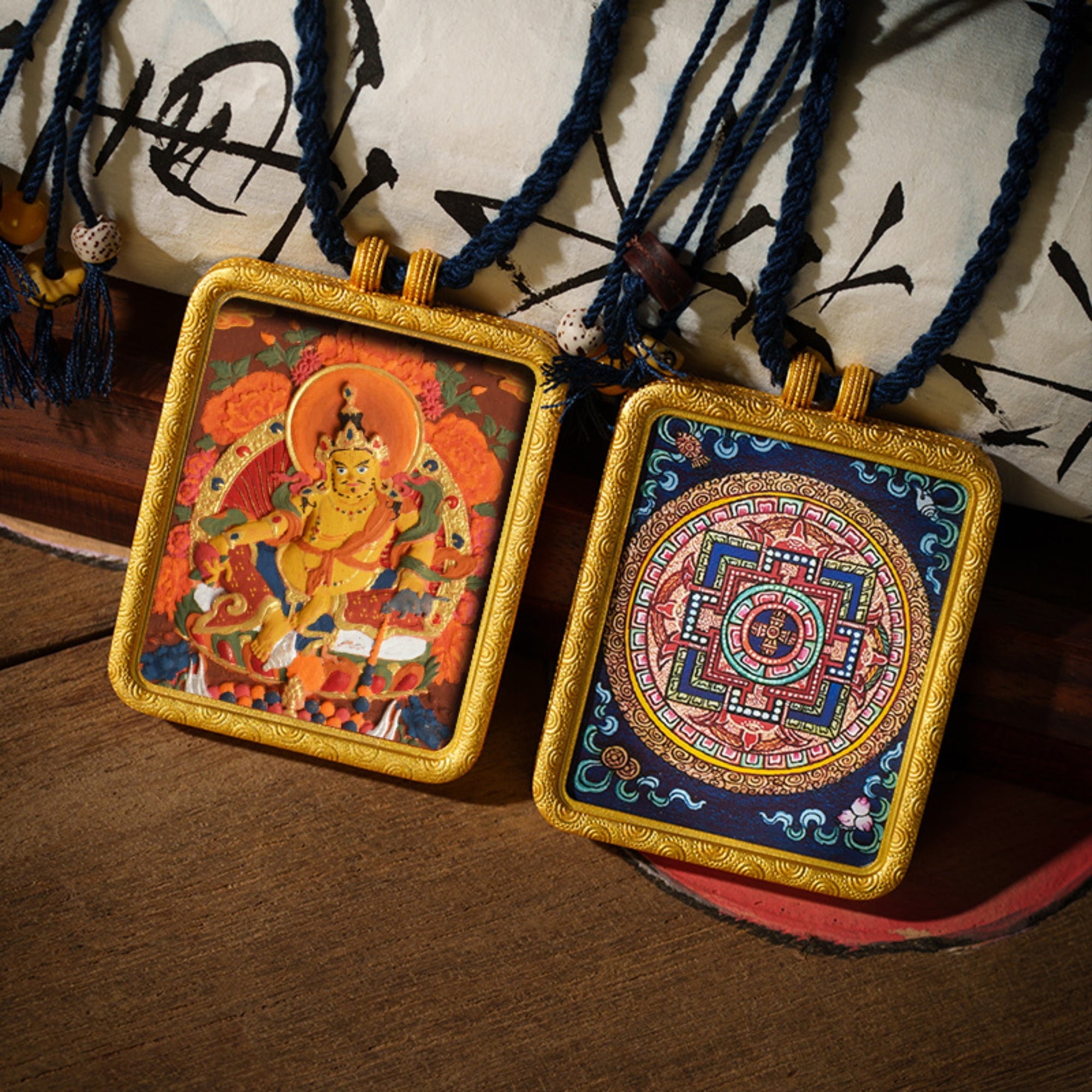 Tibetan Hand-Painted Buddha Thangka Gawu Pendant Necklace