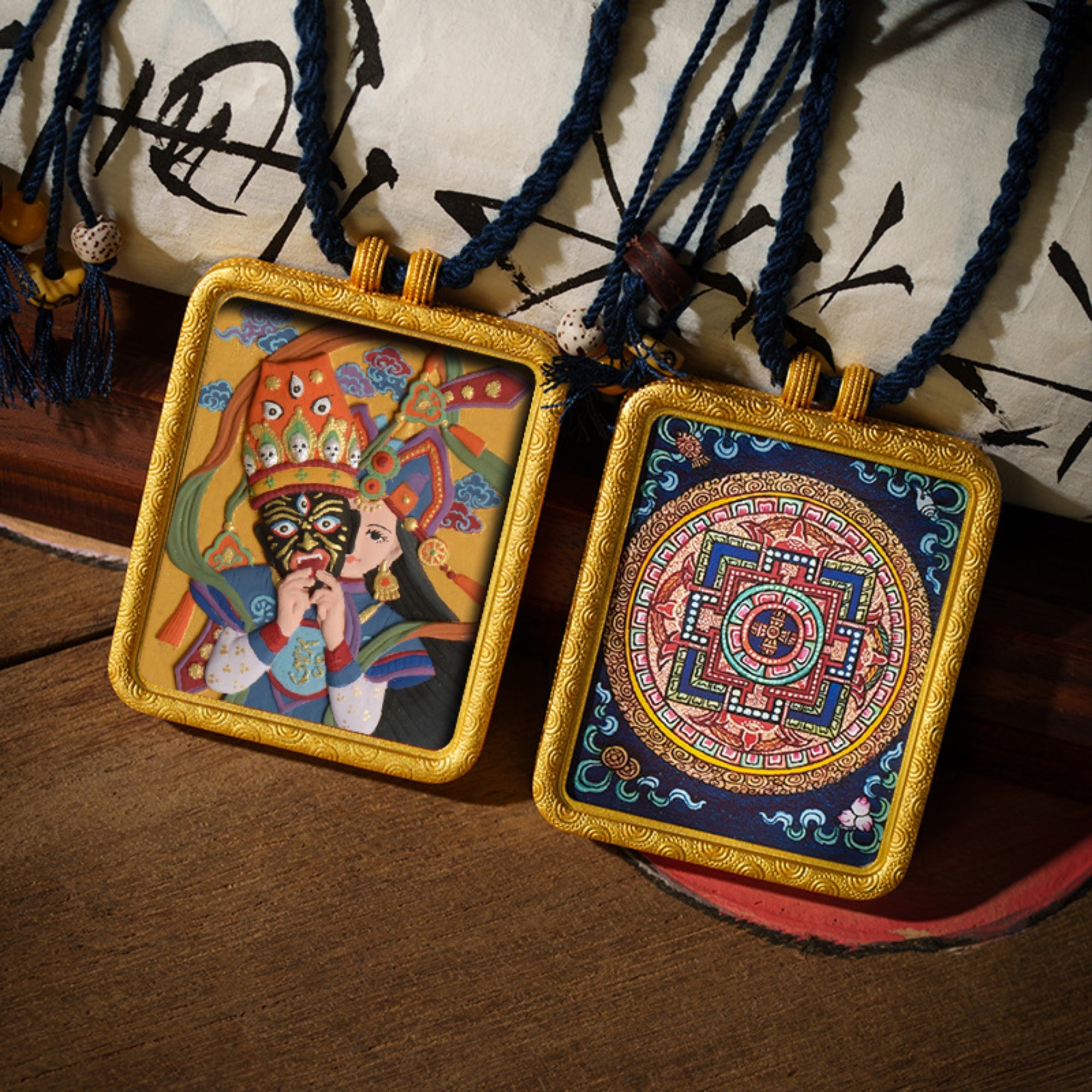 Tibetan Hand-Painted Buddha Thangka Gawu Pendant Necklace