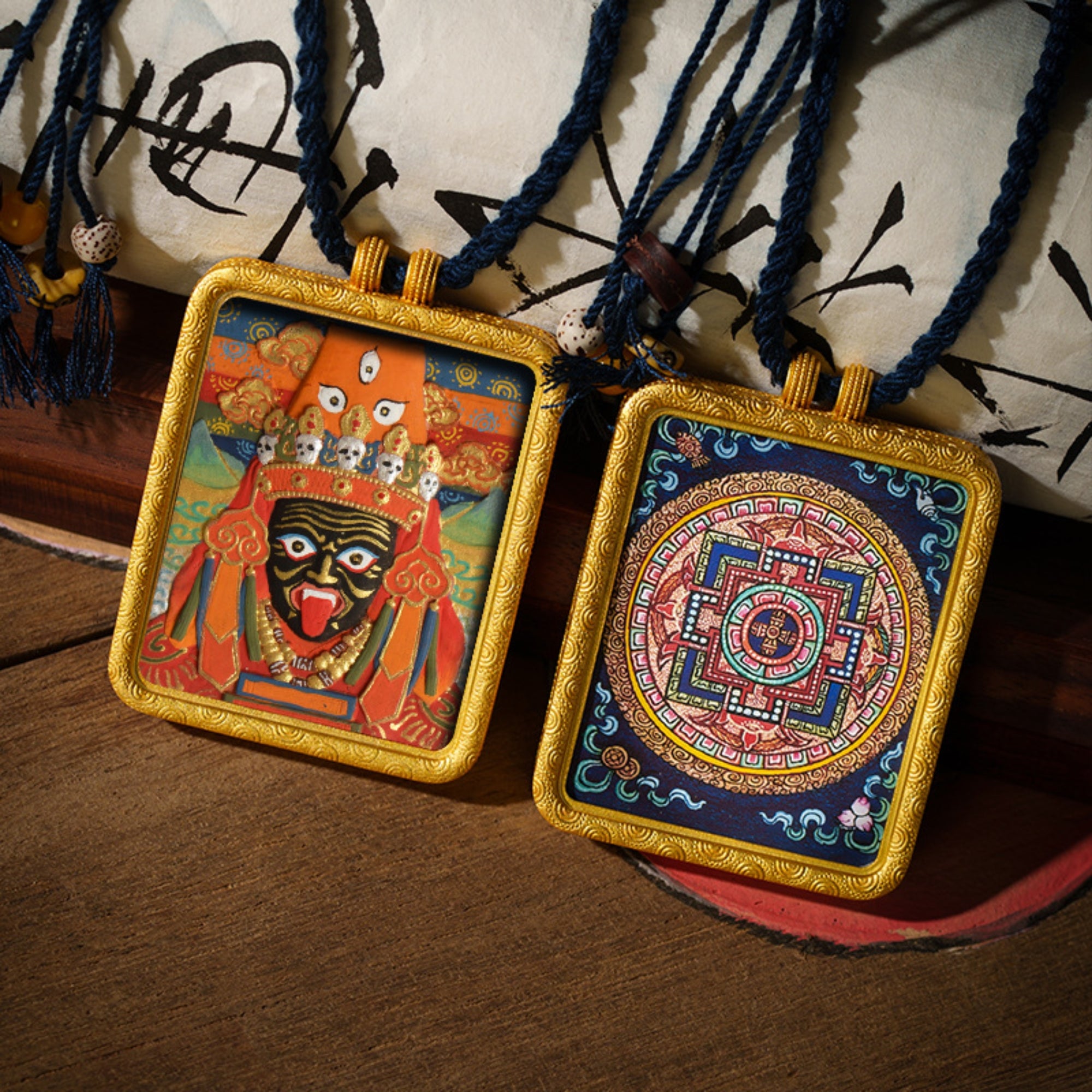 Tibetan Hand-Painted Buddha Thangka Gawu Pendant Necklace