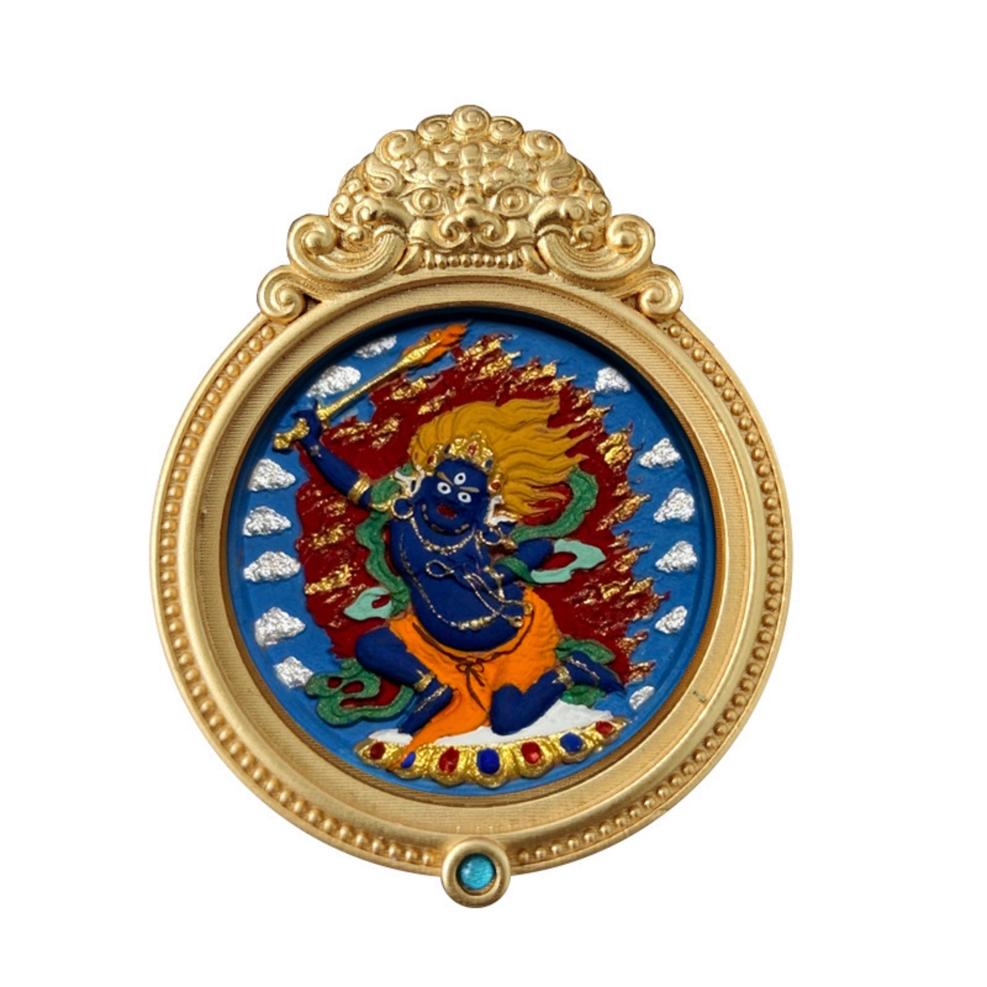 Tibetan Hand-Painted Guardian Buddha Thangka Amulet Pendant