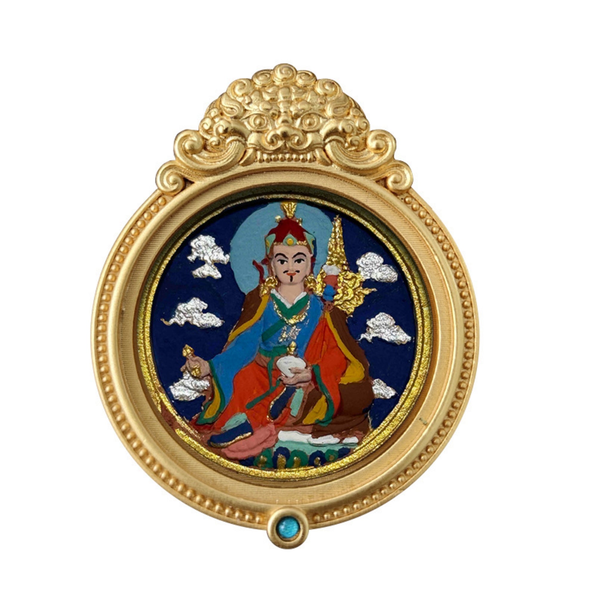 Tibetan Hand-Painted Guardian Buddha Thangka Amulet Pendant