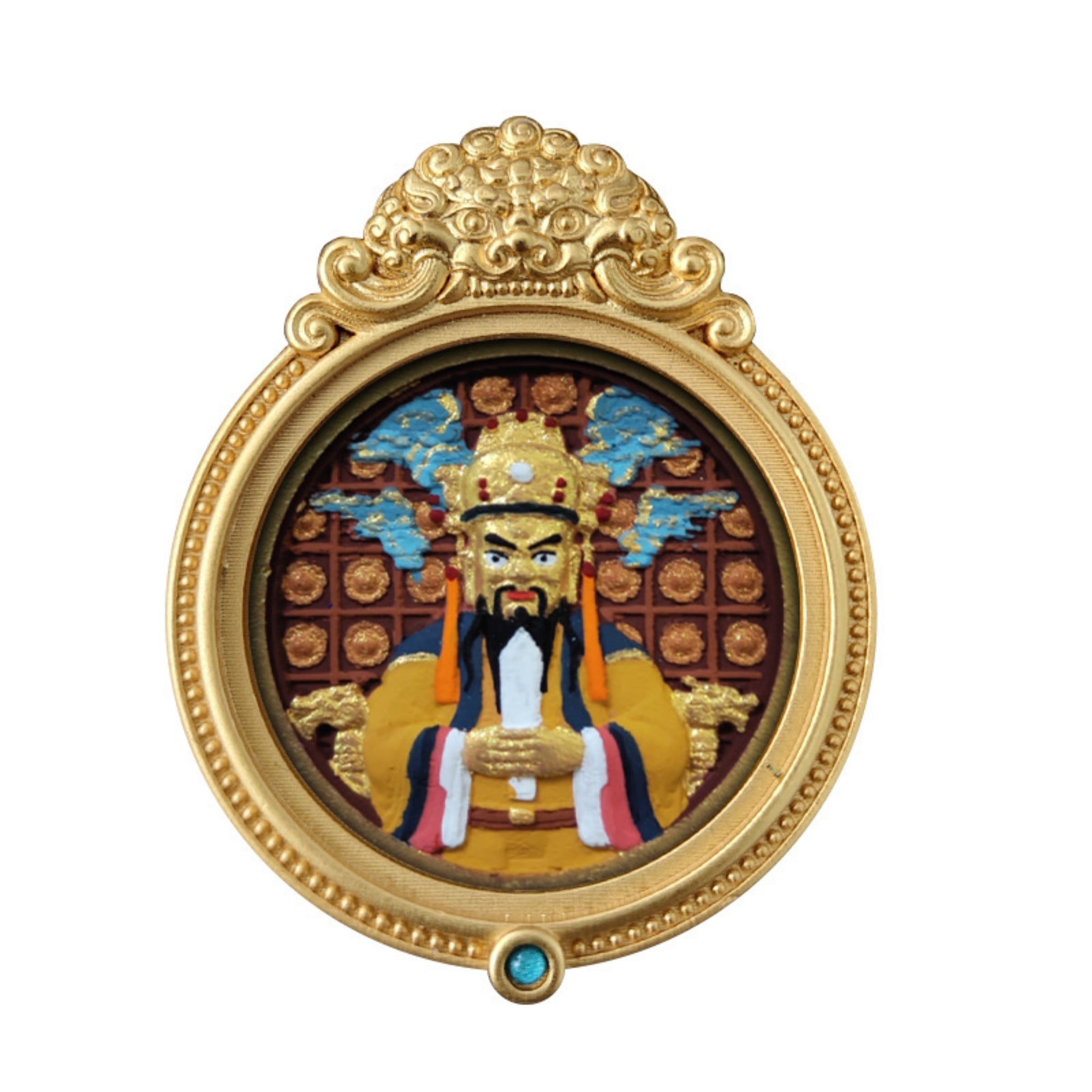 Tibetan Hand-Painted Guardian Buddha Thangka Amulet Pendant