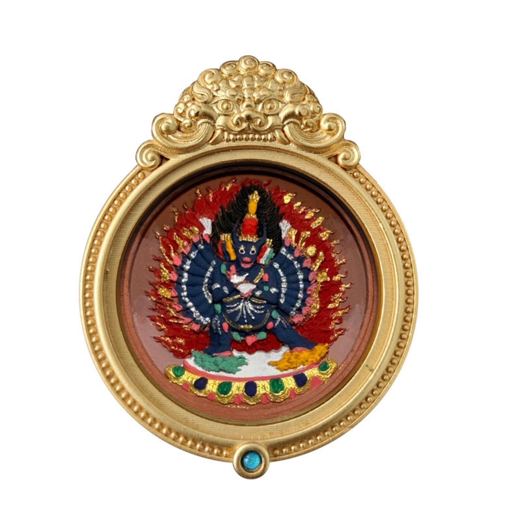 Tibetan Hand-Painted Guardian Buddha Thangka Amulet Pendant