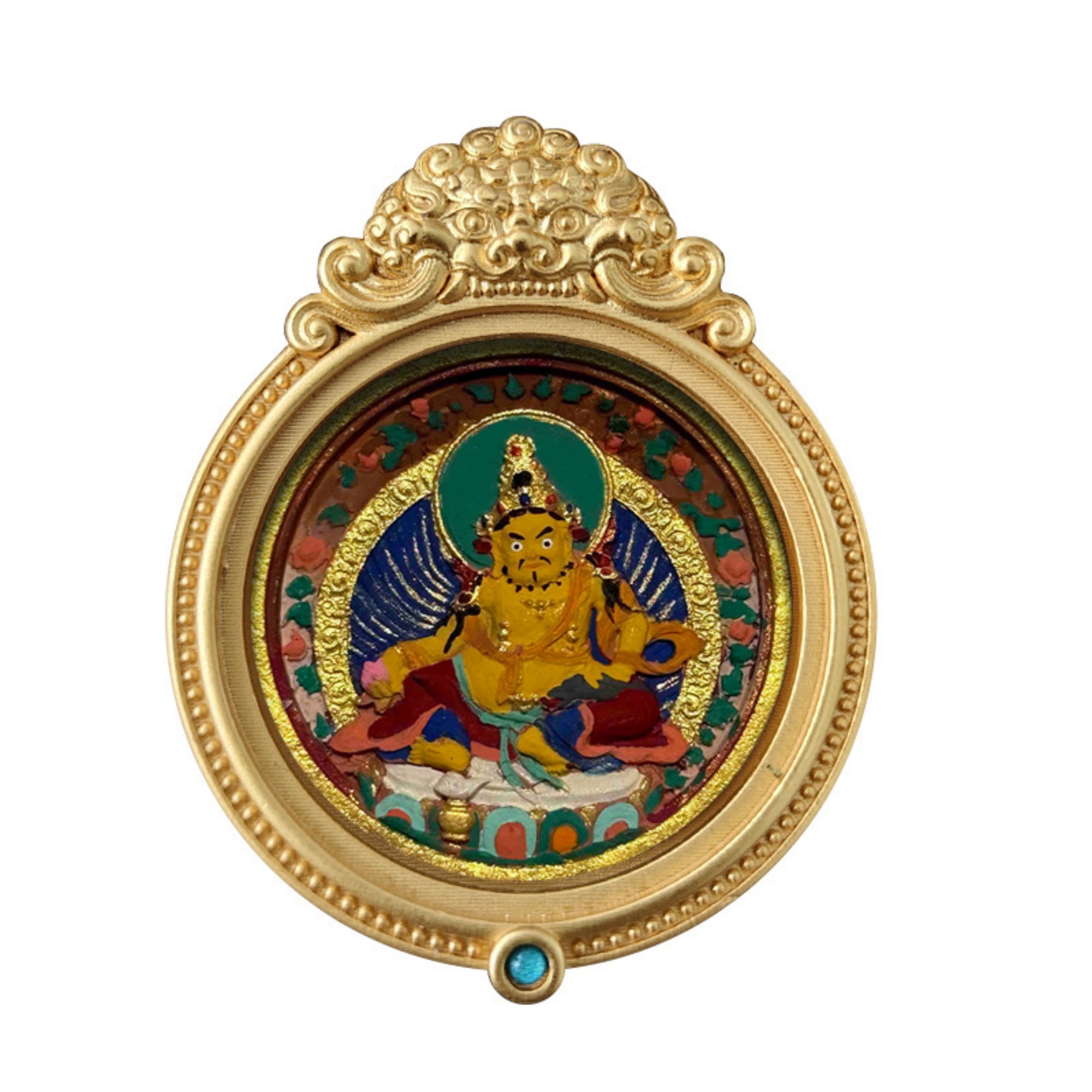 Tibetan Hand-Painted Guardian Buddha Thangka Amulet Pendant