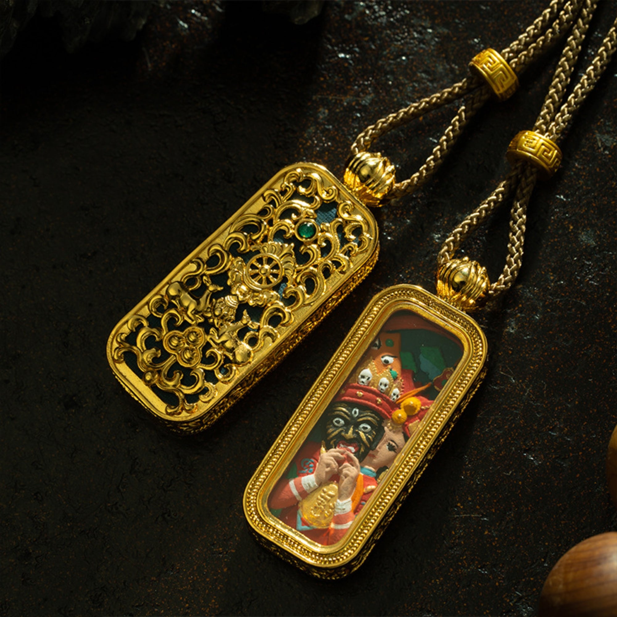 Tibetan Hand-Painted Thangka Buddha Pendant Necklace