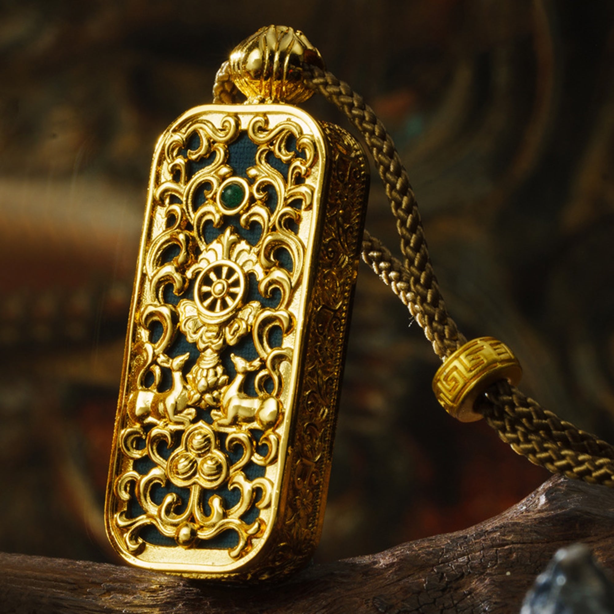 Tibetan Hand-Painted Thangka Buddha Pendant Necklace