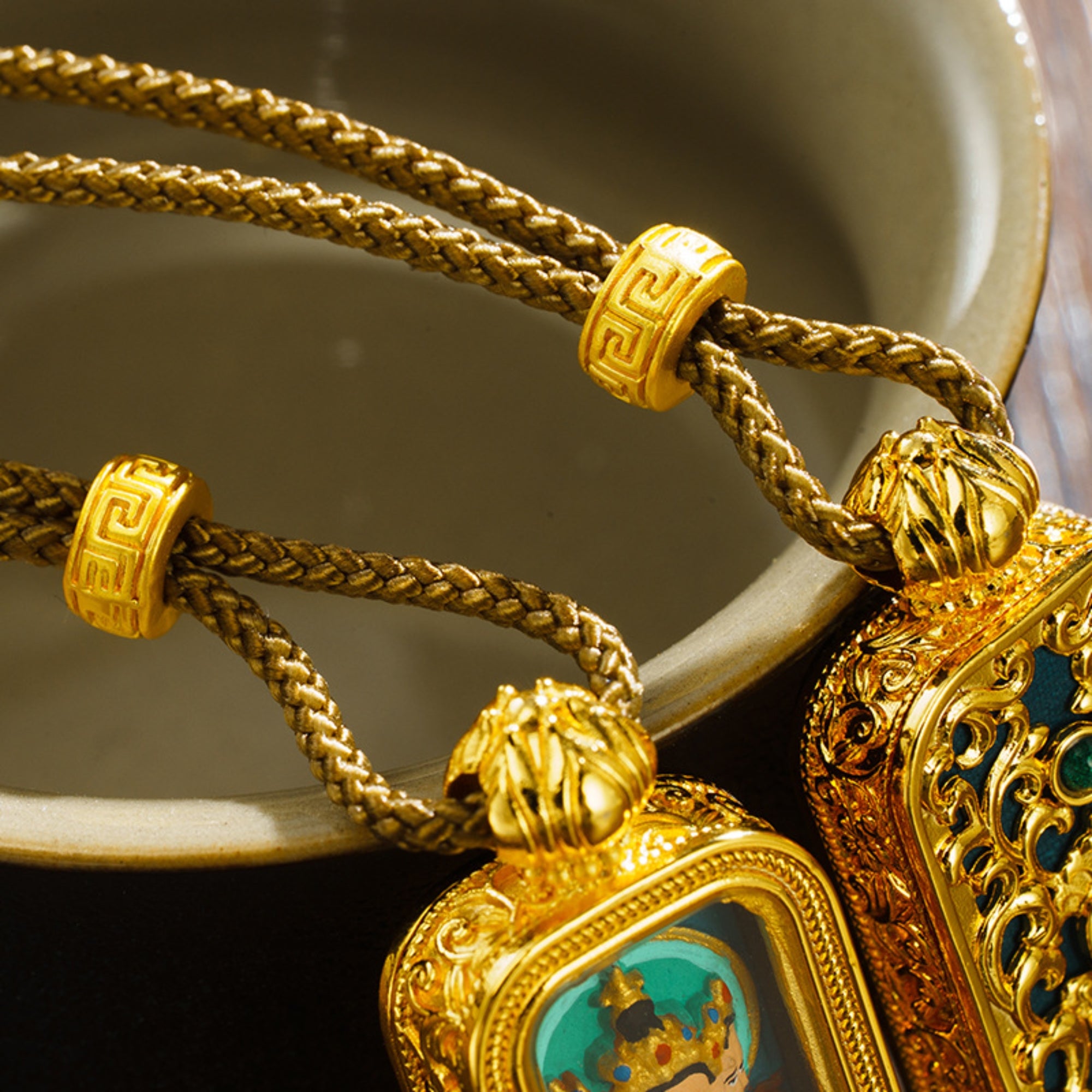Tibetan Hand-Painted Thangka Buddha Pendant Necklace