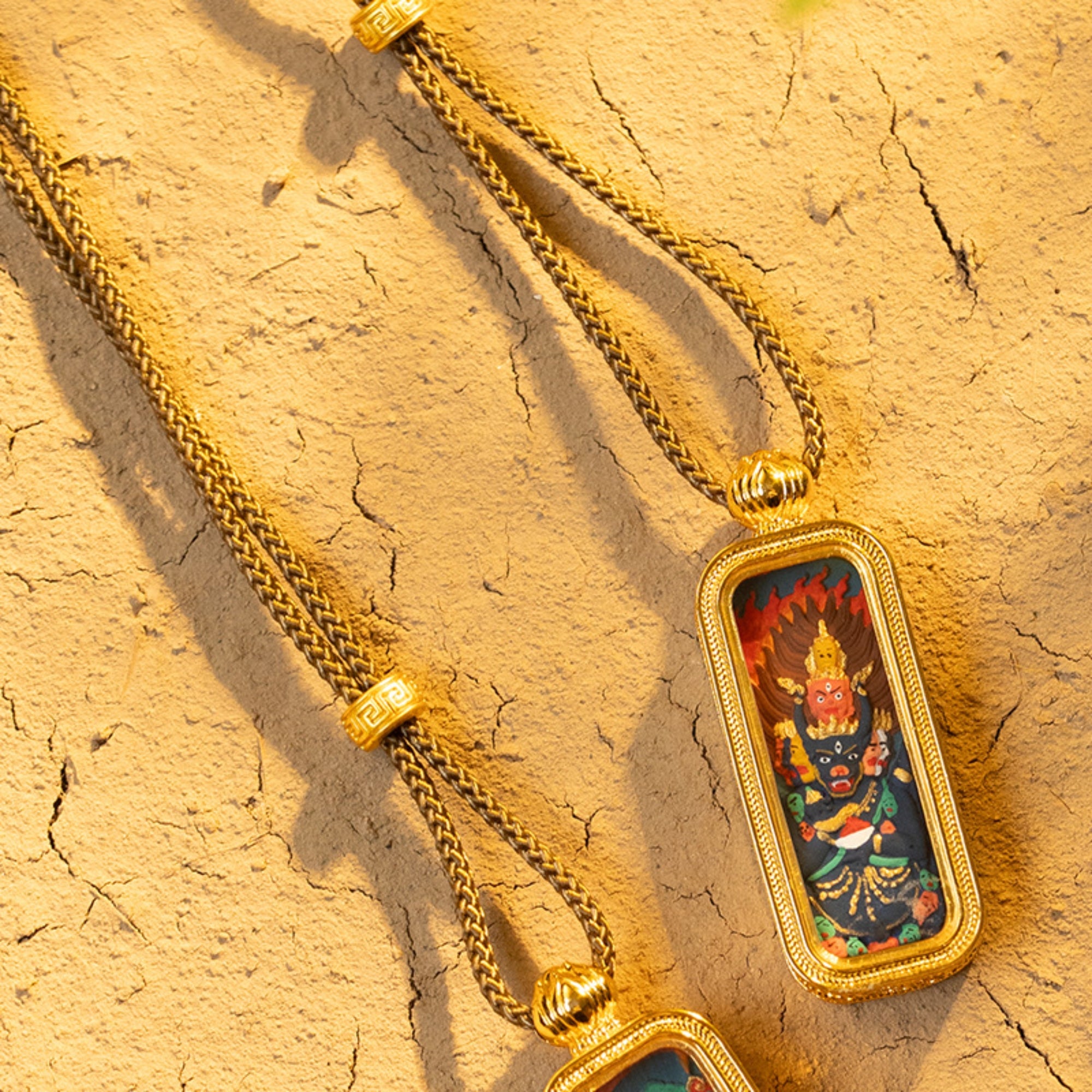 Tibetan Hand-Painted Thangka Buddha Pendant Necklace