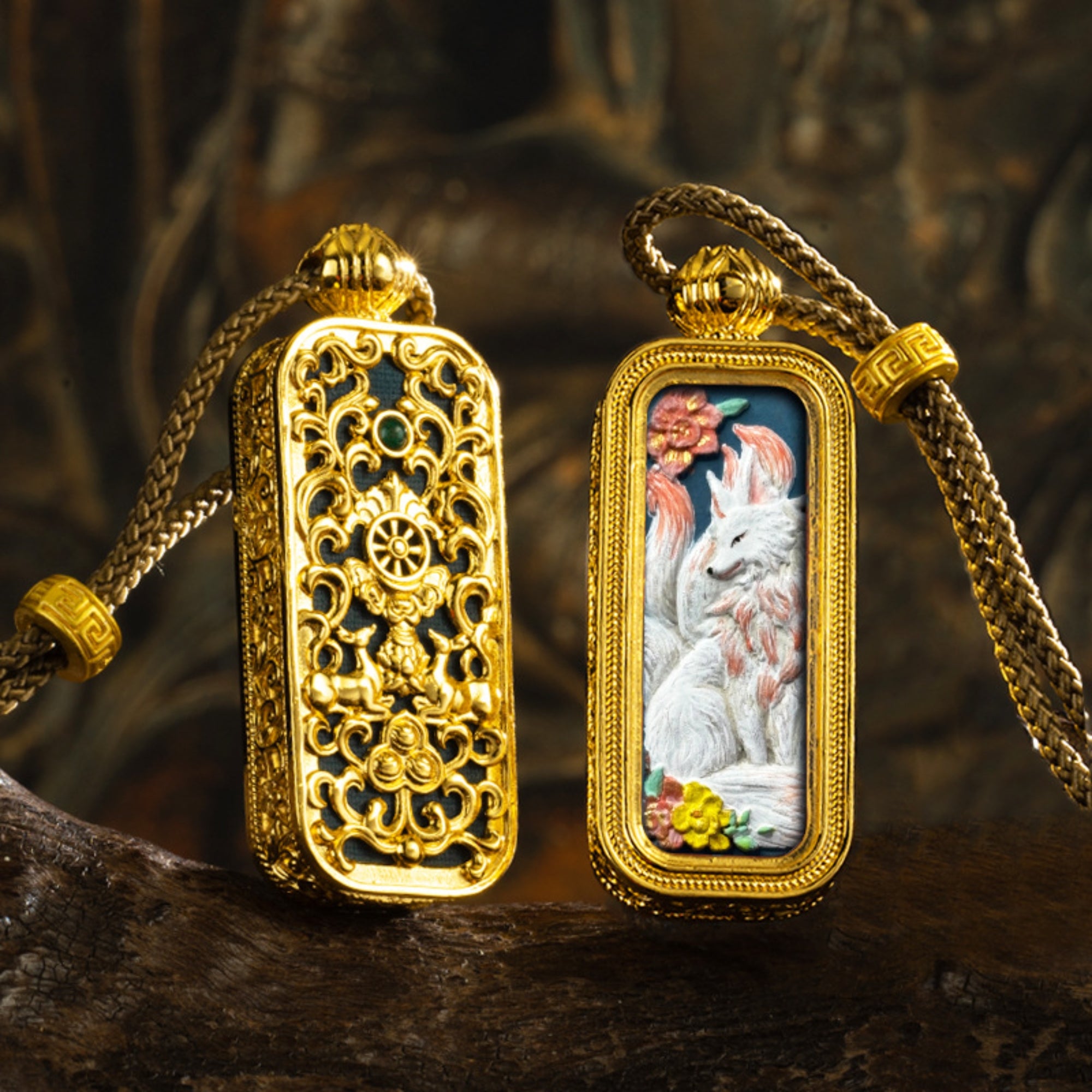 Tibetan Hand-Painted Thangka Buddha Pendant Necklace