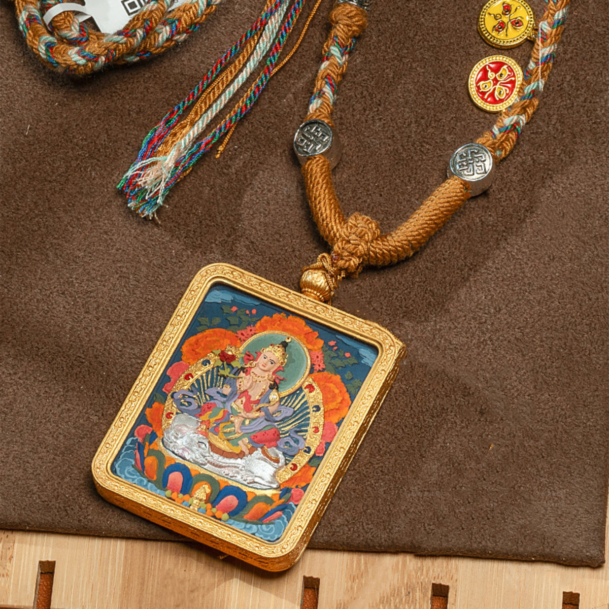 Tibetan Hand-Painted Zodiac Guardian Thangka Necklace