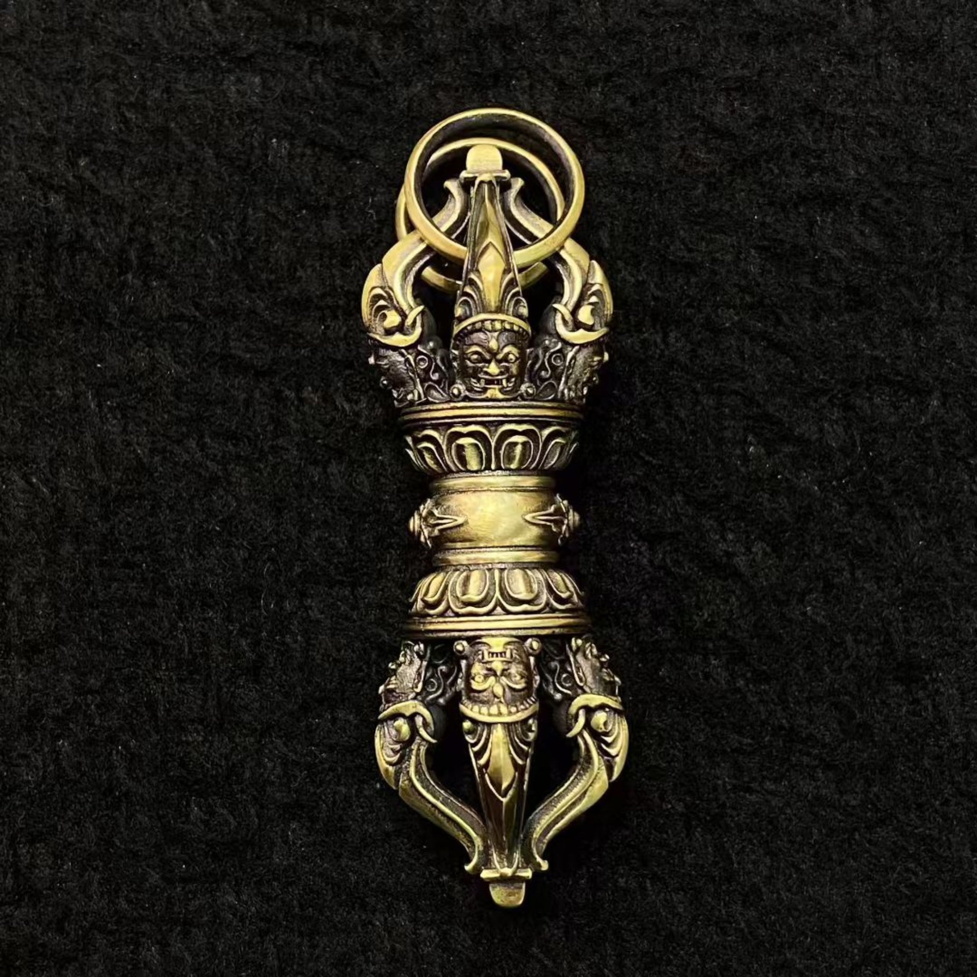 Tibetan Handmade Brass Vajra Amulet Necklace