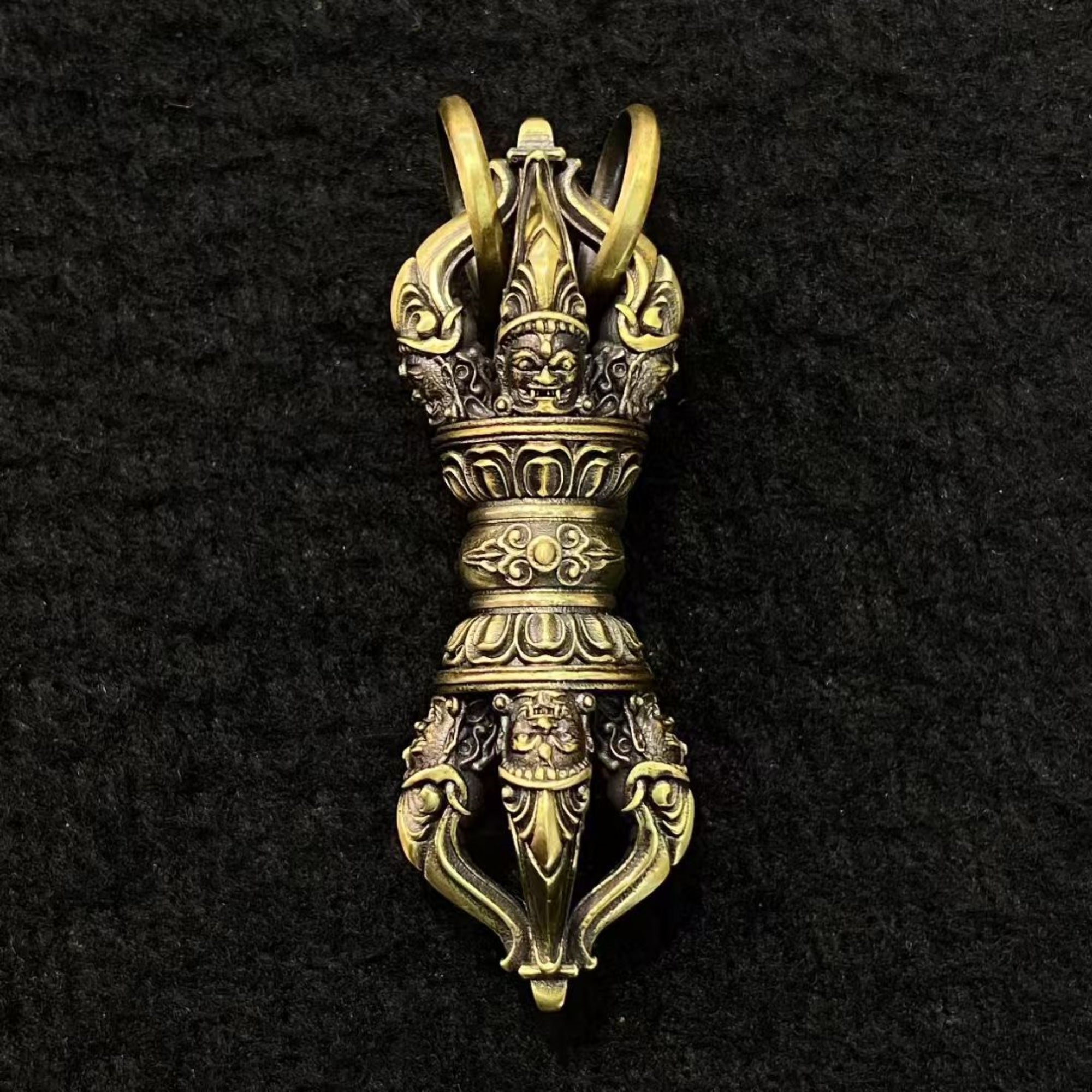 Tibetan Handmade Brass Vajra Amulet Necklace